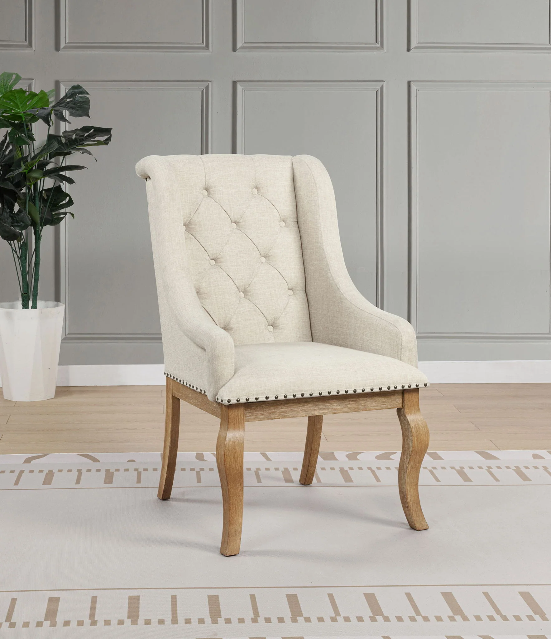 Brockway Upholstered Arm Chair Barley Brown (Set of 2) - Image 2