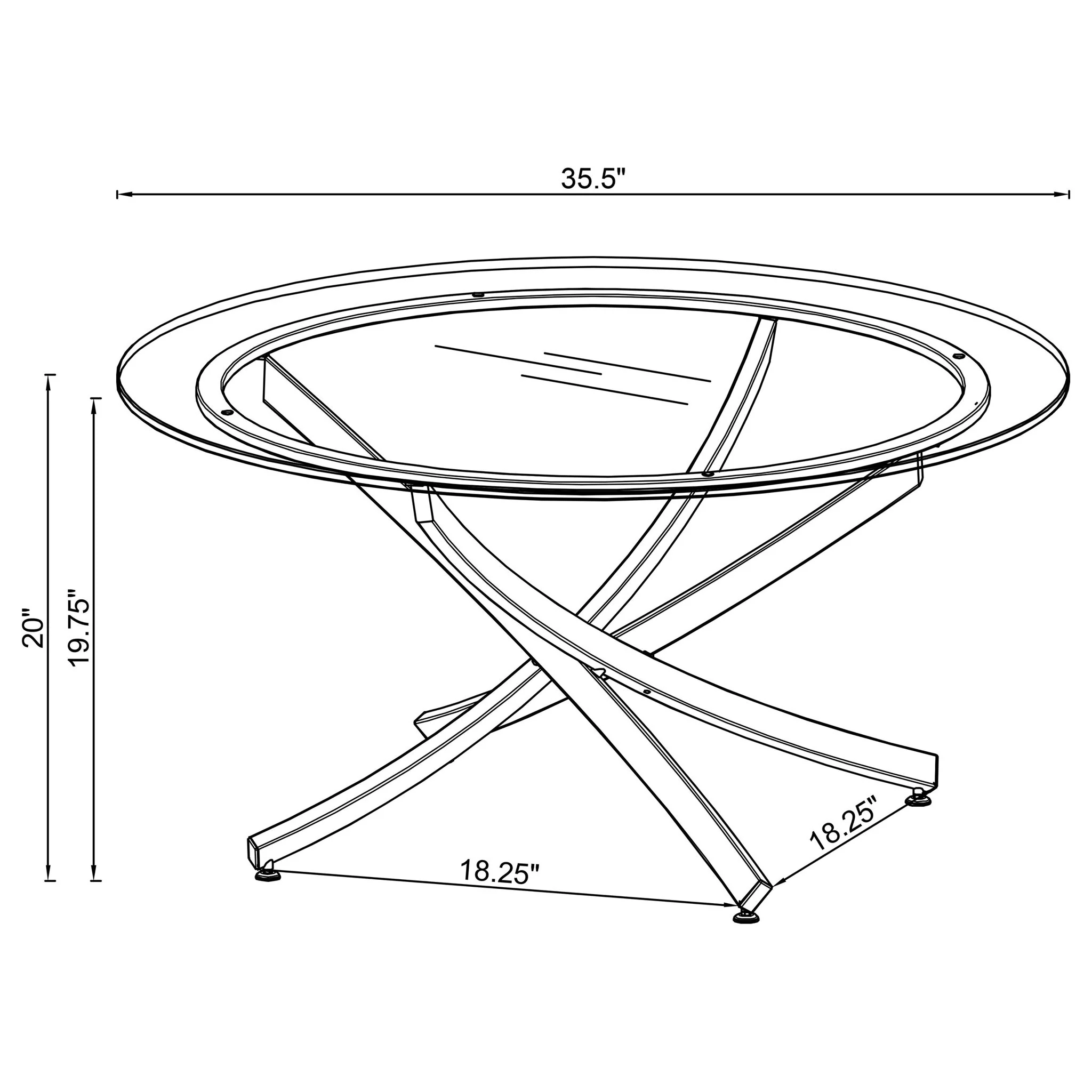 Brooke Round Glass Top Coffee Table Metal Base Chrome - Image 3