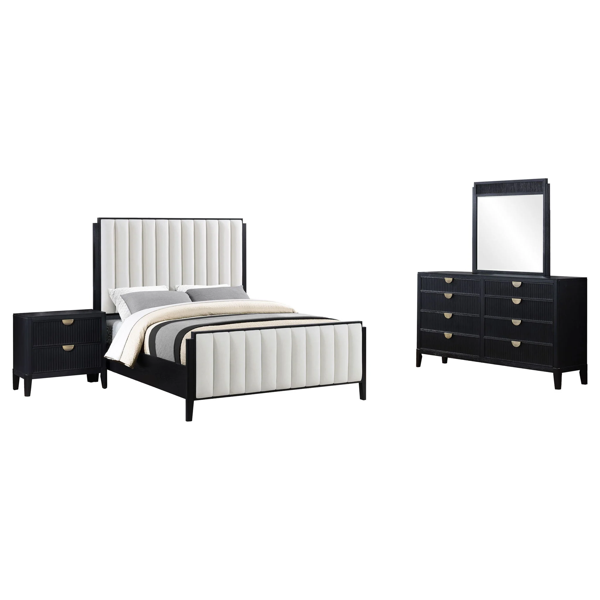 Brookmead 4-piece Upholstered Eastern King Bedroom Set Black - Image 3