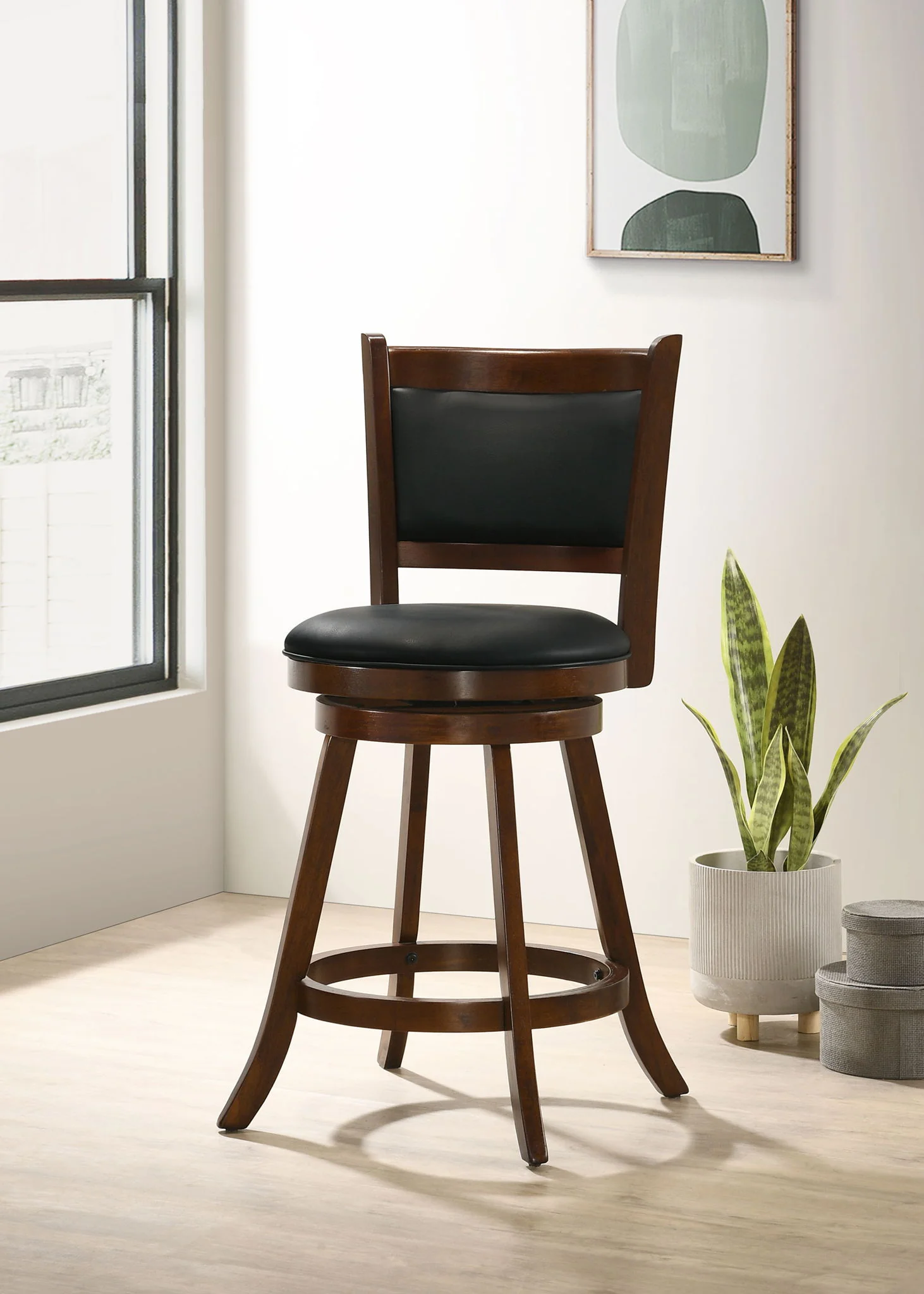 Broxton Upholstered Swivel Counter Chair Chestnut (Set of 2) - Image 4