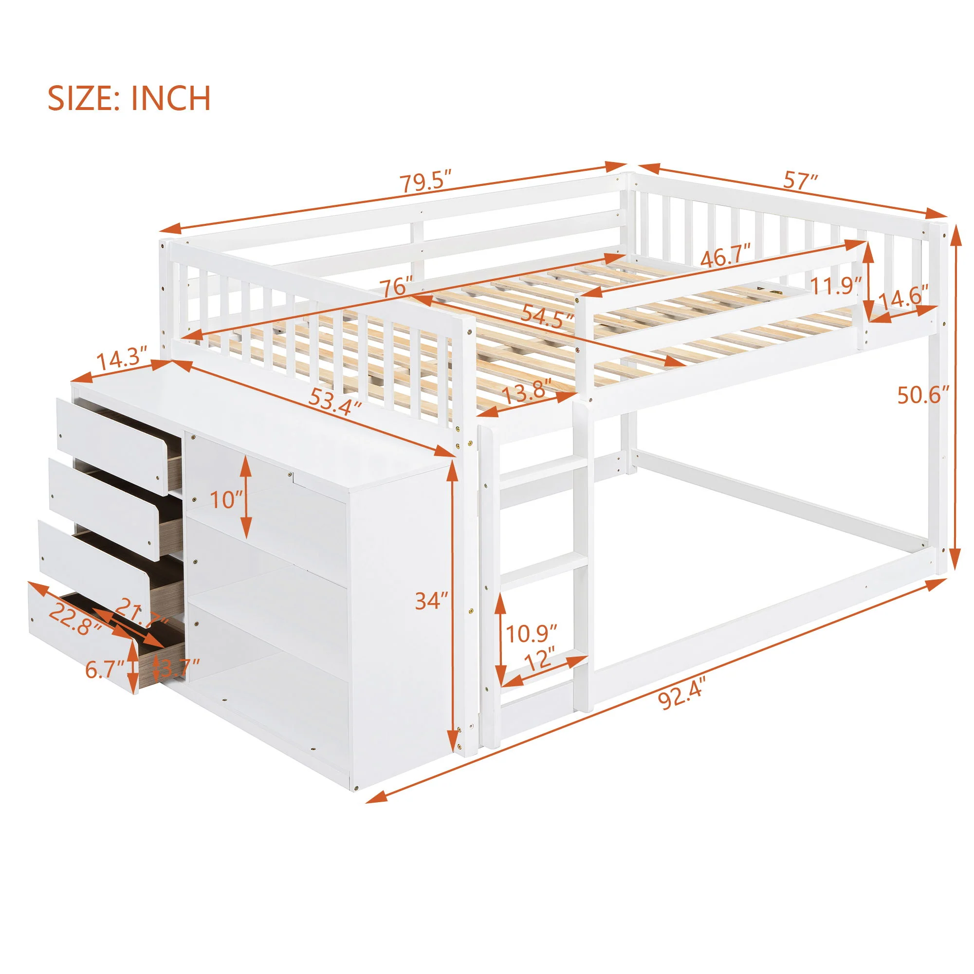 Bunk Bed With 4 Drawers And 3 Shelves - Image 24