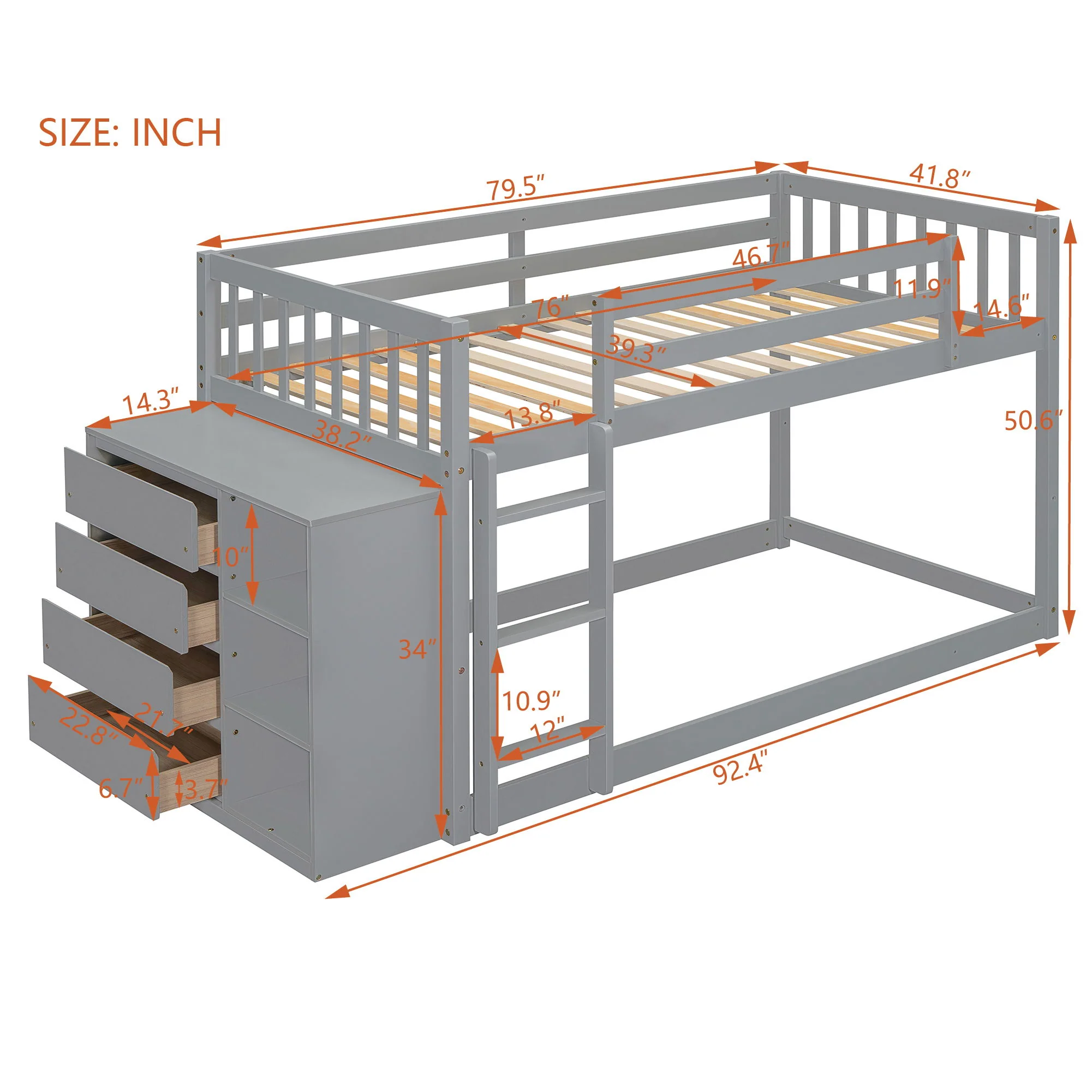 Bunk Bed With 4 Drawers And 3 Shelves - Image 9