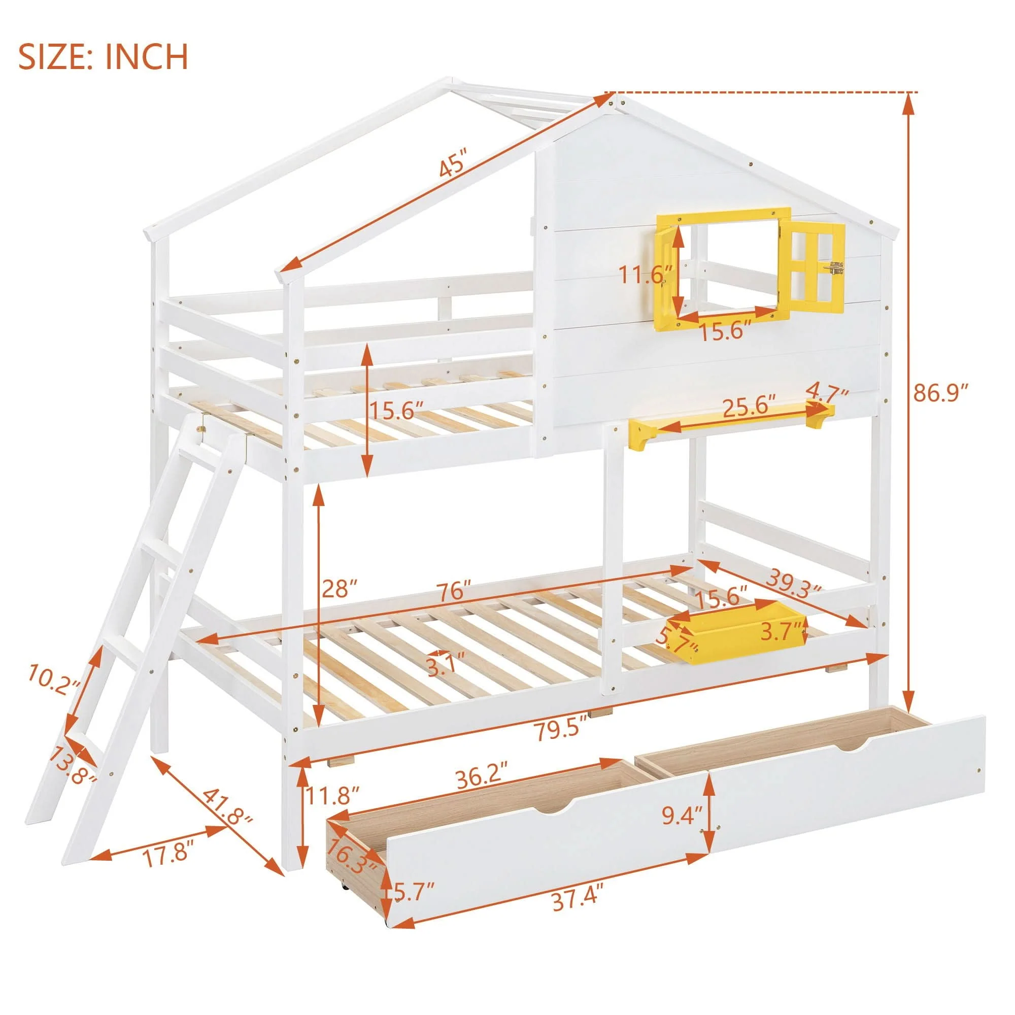 Bunk Bed With Playhouse Roof And Window - Image 6