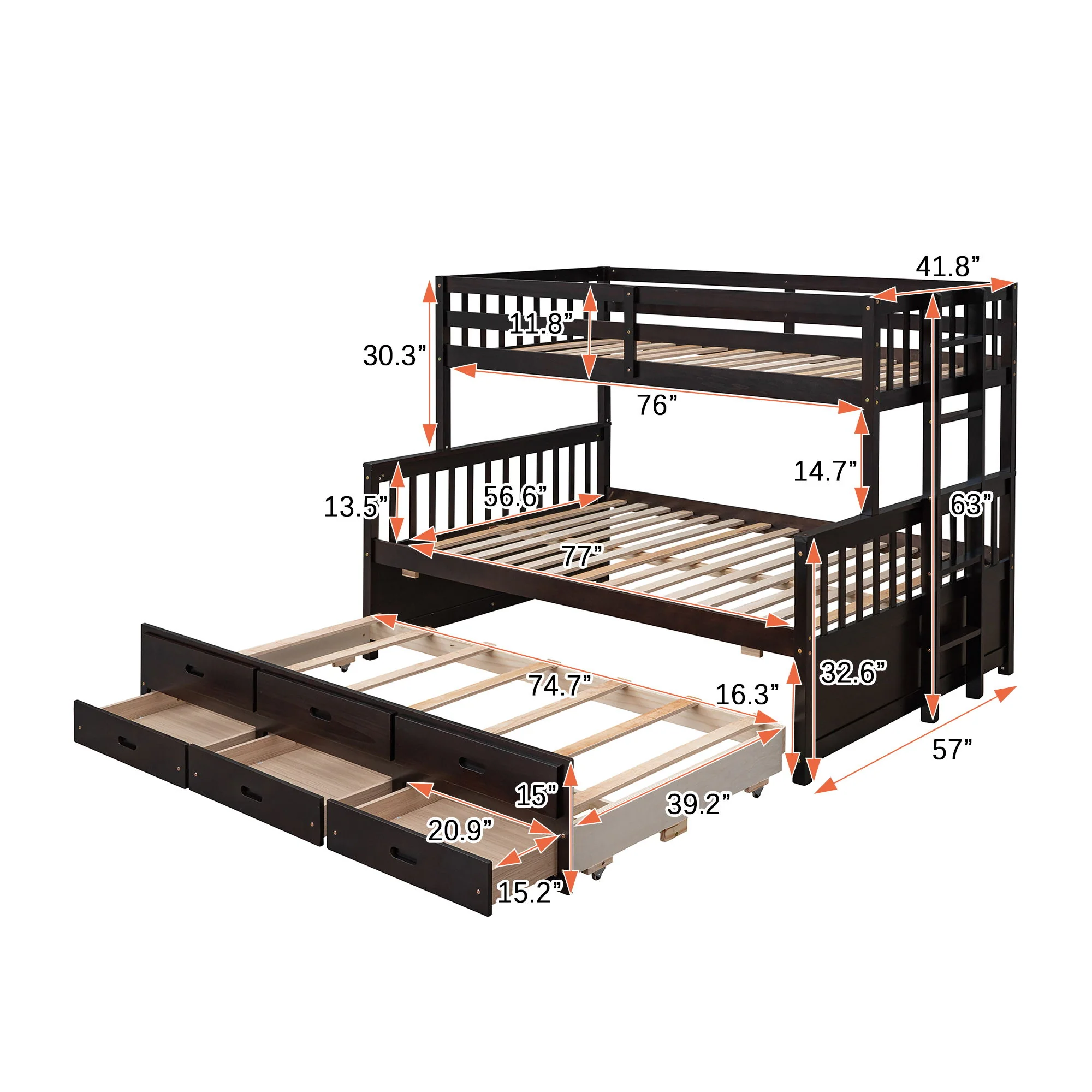 Bunk Bed With Twin Size Trundle And Drawers - Image 6