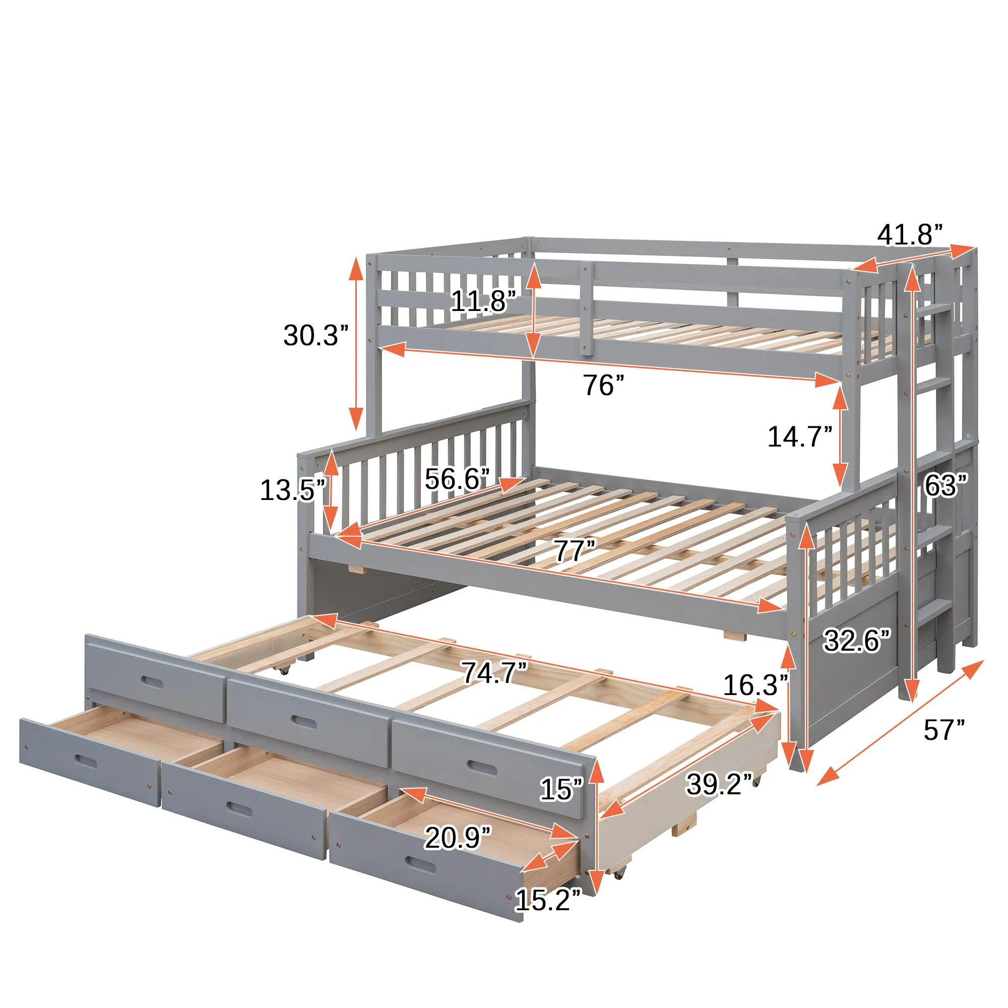 Bunk Bed With Twin Size Trundle And Drawers - Image 7