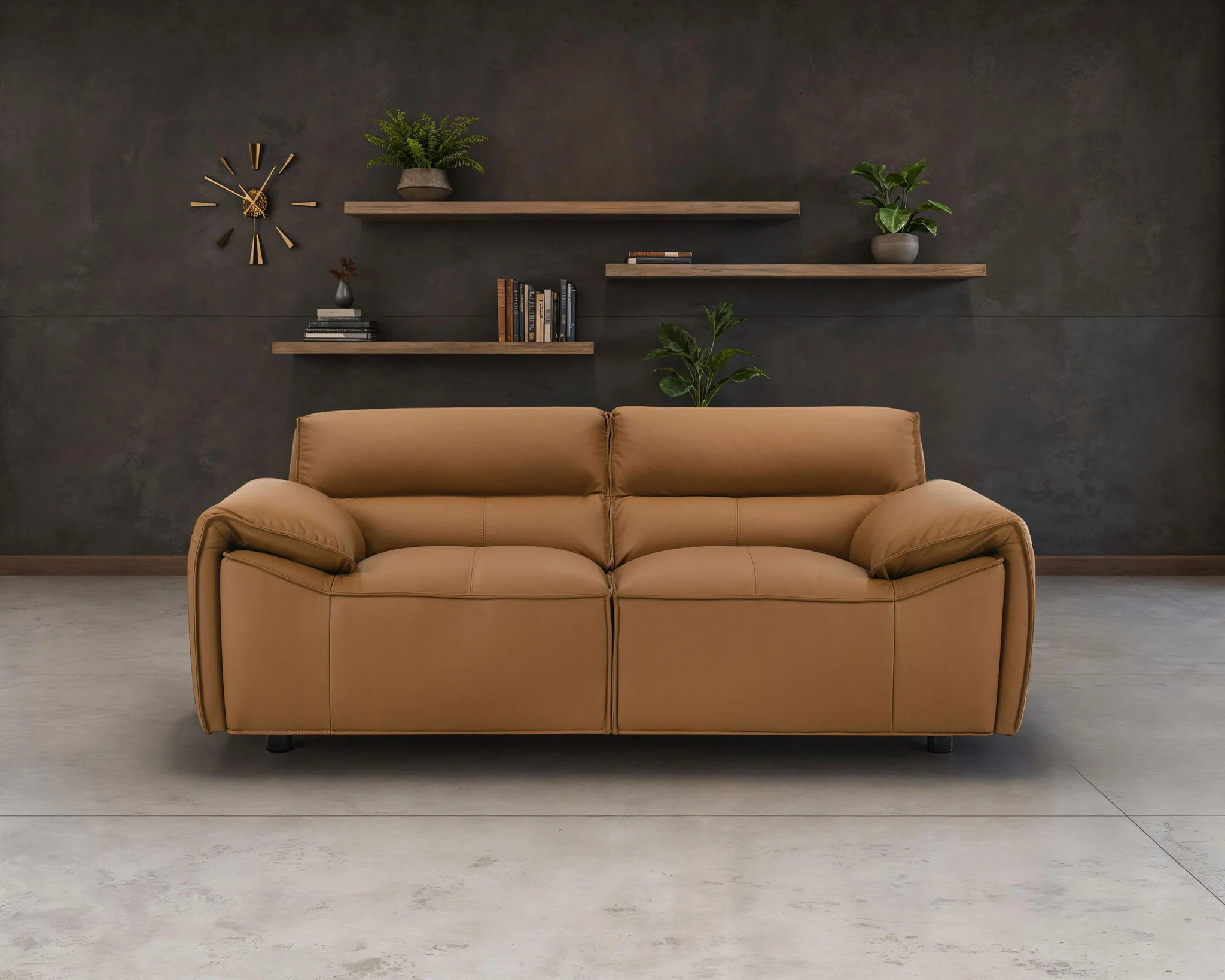 Buxton Top Grain Leather Upholstered Loveseat Orange - Image 2