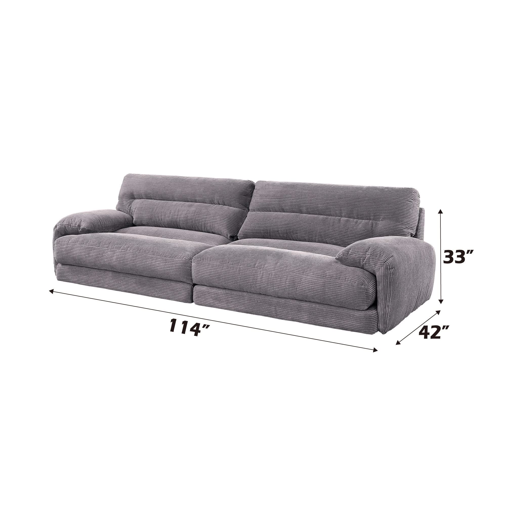 Cadenza - Corduroy Sofa - Gray - Image 3