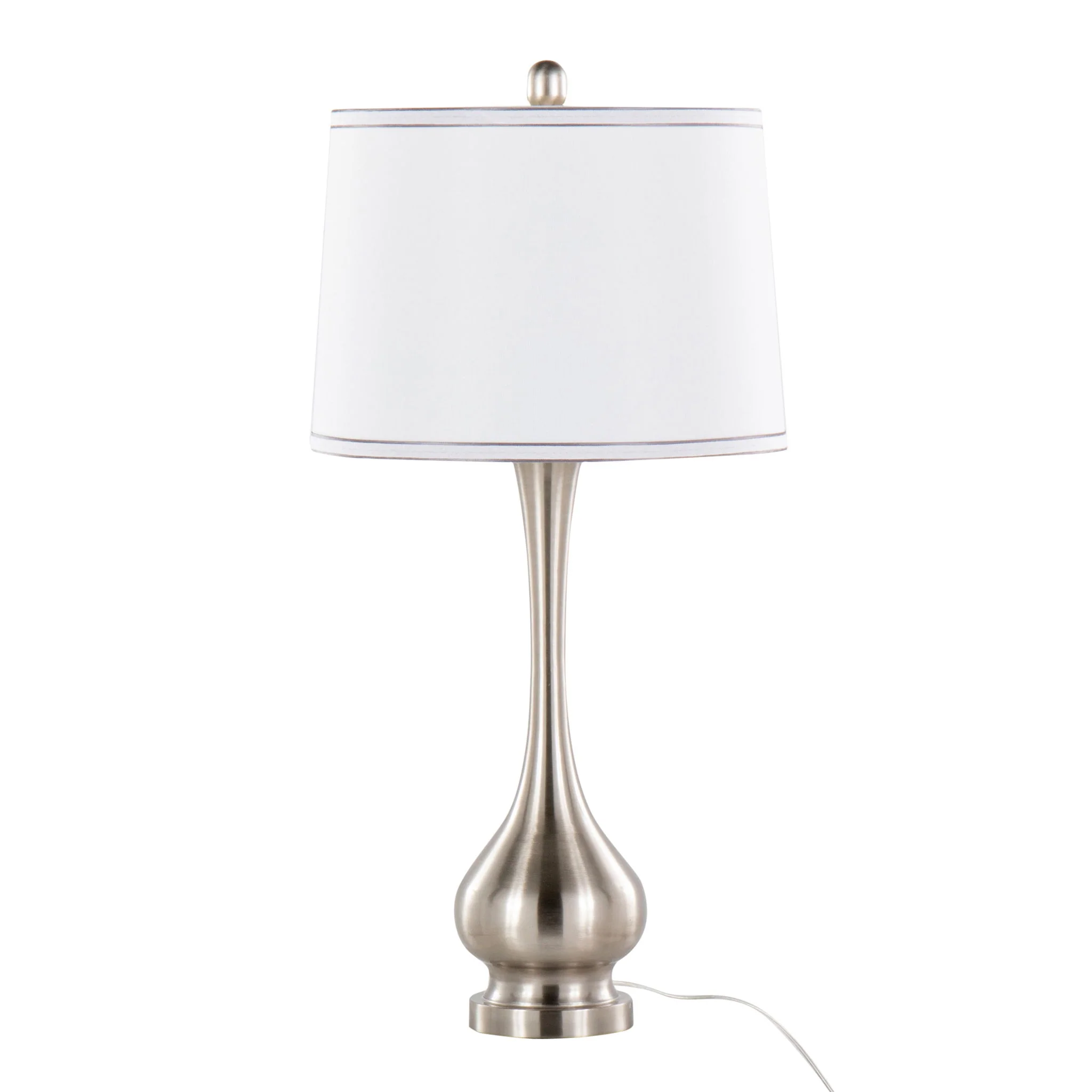 Cairo - Contemporary Table Lamp (Set of 2) - Nickel / White / Silver Trim - Image 3