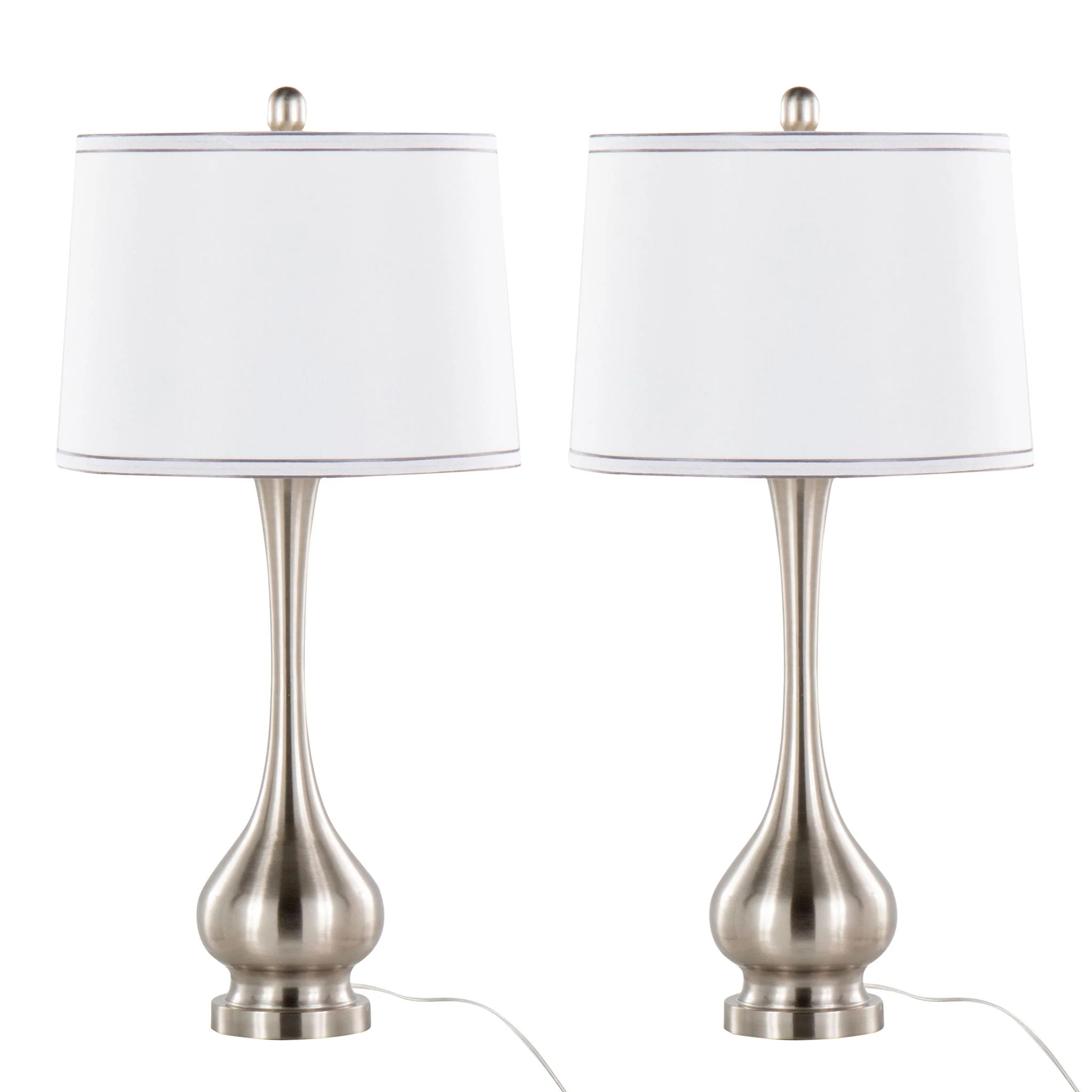 Cairo - Contemporary Table Lamp (Set of 2) - Nickel / White / Silver Trim - Image 4