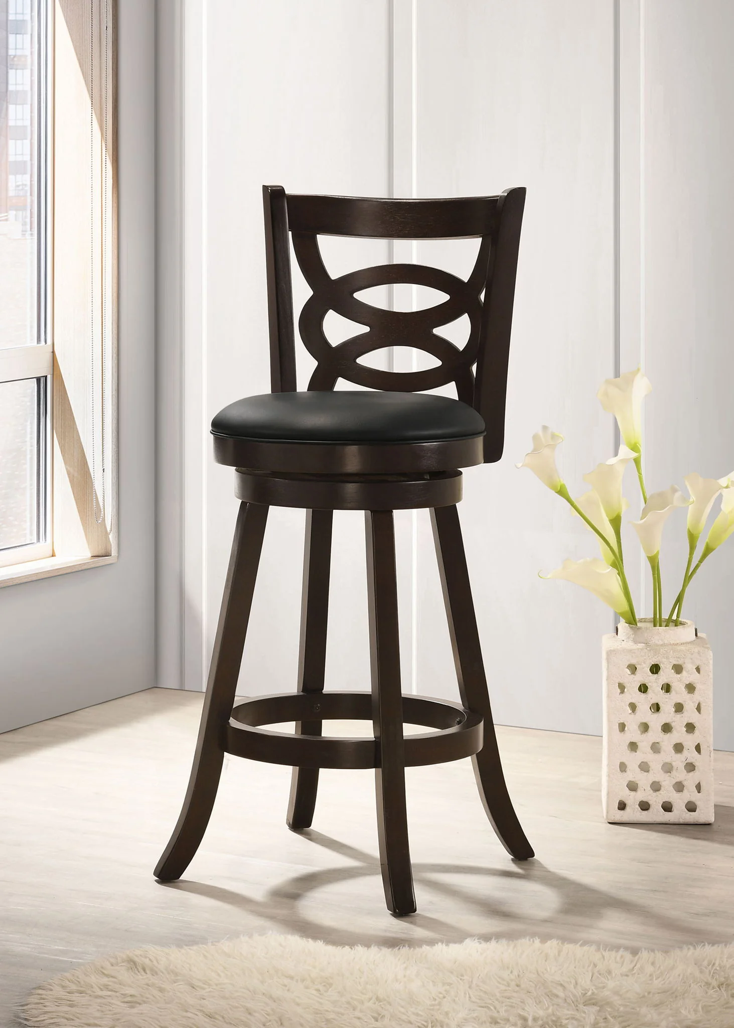 Calecita Wood Swivel Bar Chair Cappuccino (Set of 2) - Image 4