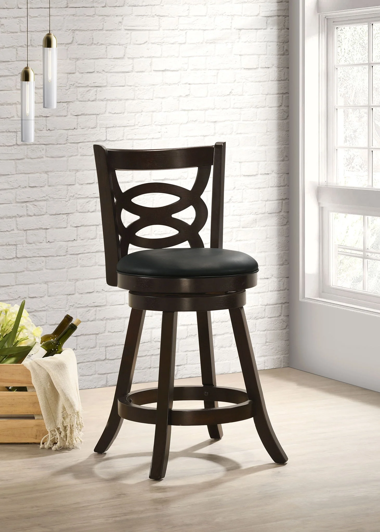 Calecita Wood Swivel Counter Stool Cappuccino (Set of 2) - Image 4