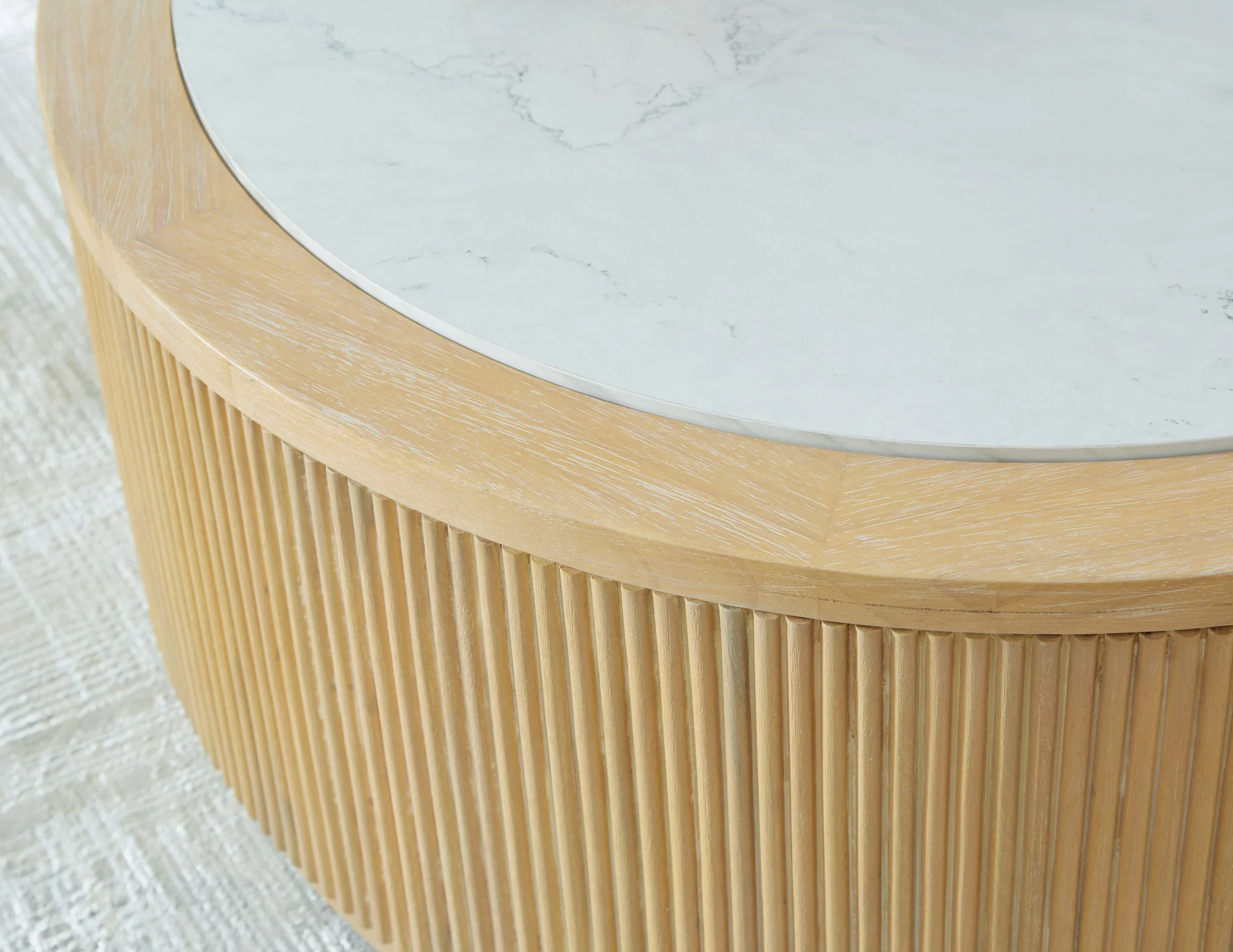 Camdill - Round Cocktail Table - Light Brown / White - Image 2