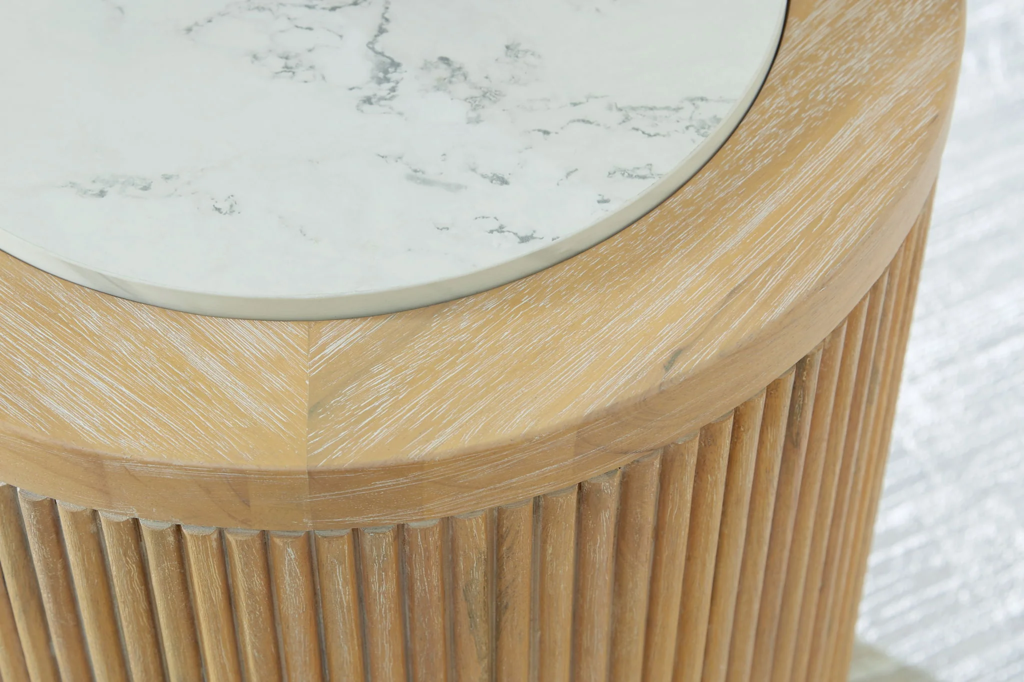 Camdill - Round End Table - Light Brown / White - Image 2