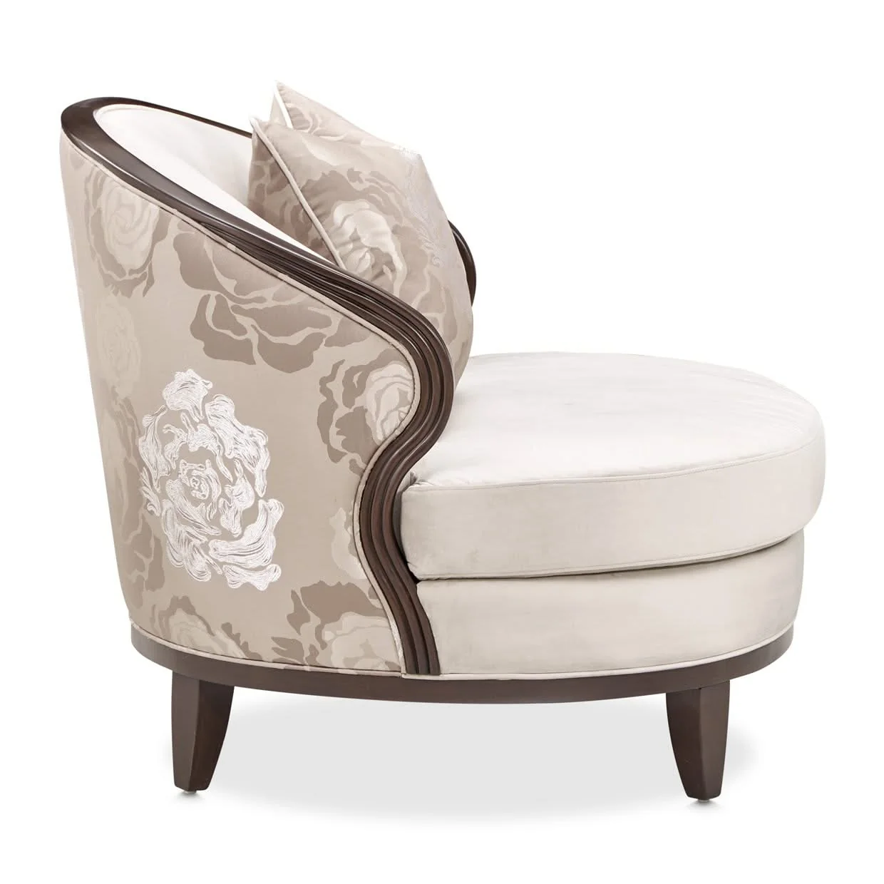 Camellia Field - Velvet Matching Chair - Beige / Dark Brown - Image 2