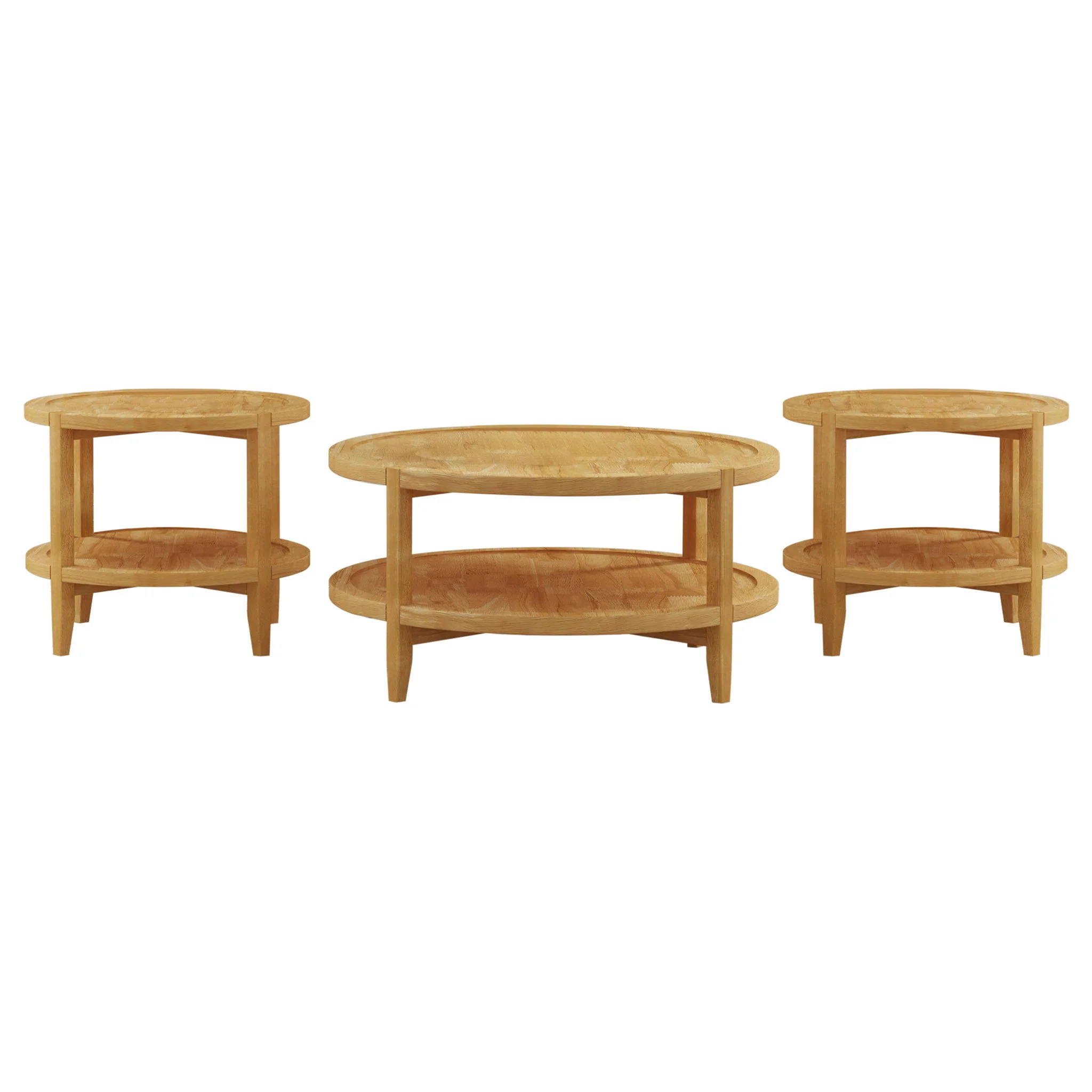 Camillo 3-piece Round Coffee and End Table Set Maple - Image 4