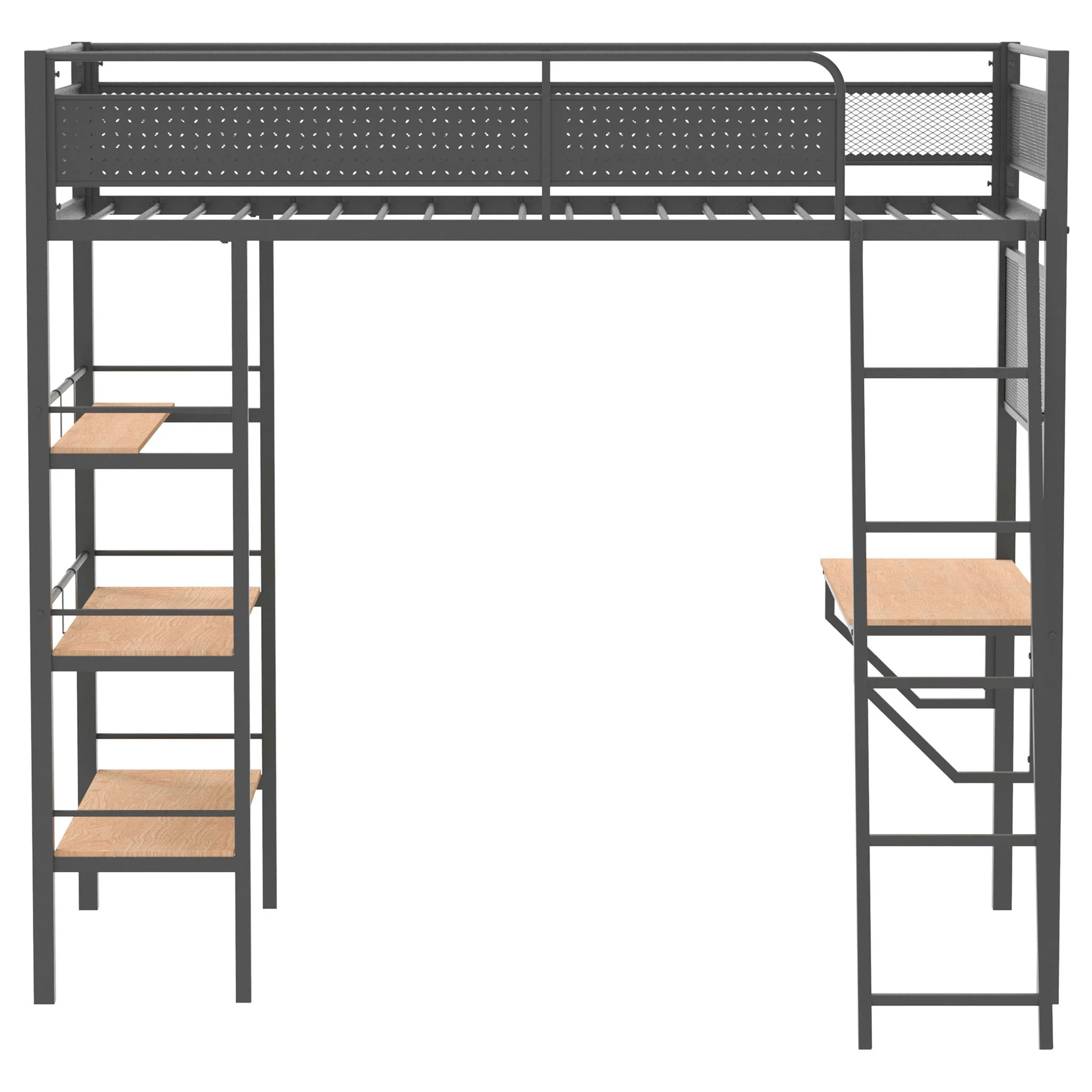 Campus 3-shelf Metal Twin Workstation Loft Bed Matte Black - Image 4