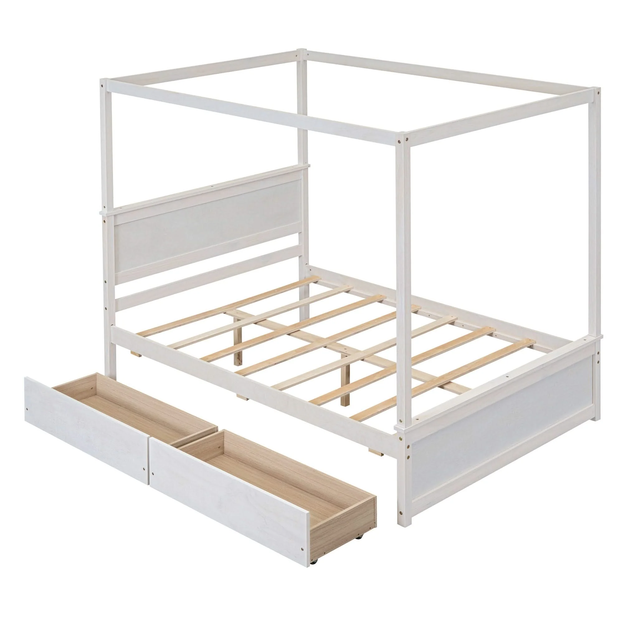 Canopy Platform Bed With Drawers, Support Slats, No Box Spring Needed - Image 10