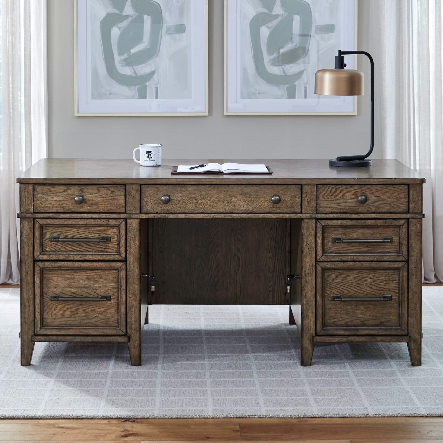 Carolina Park - Jr Executive Desk - Amber Brown - Image 2