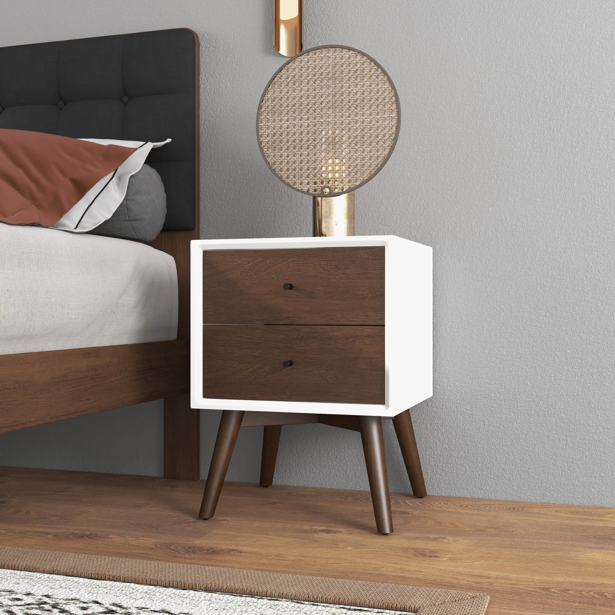 Caroline - Mid-Century Modern Style Night Stand 2 Drawer - Image 6