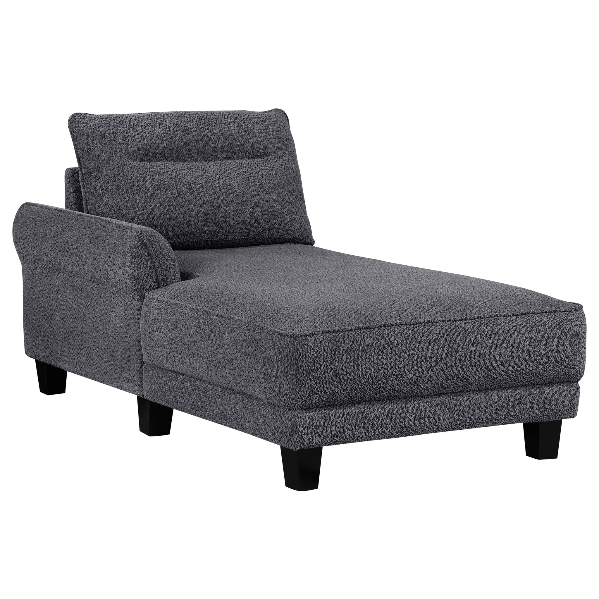 Caspian Upholstered Curved Arm Chaise Sectional Sofa Grey - Image 2