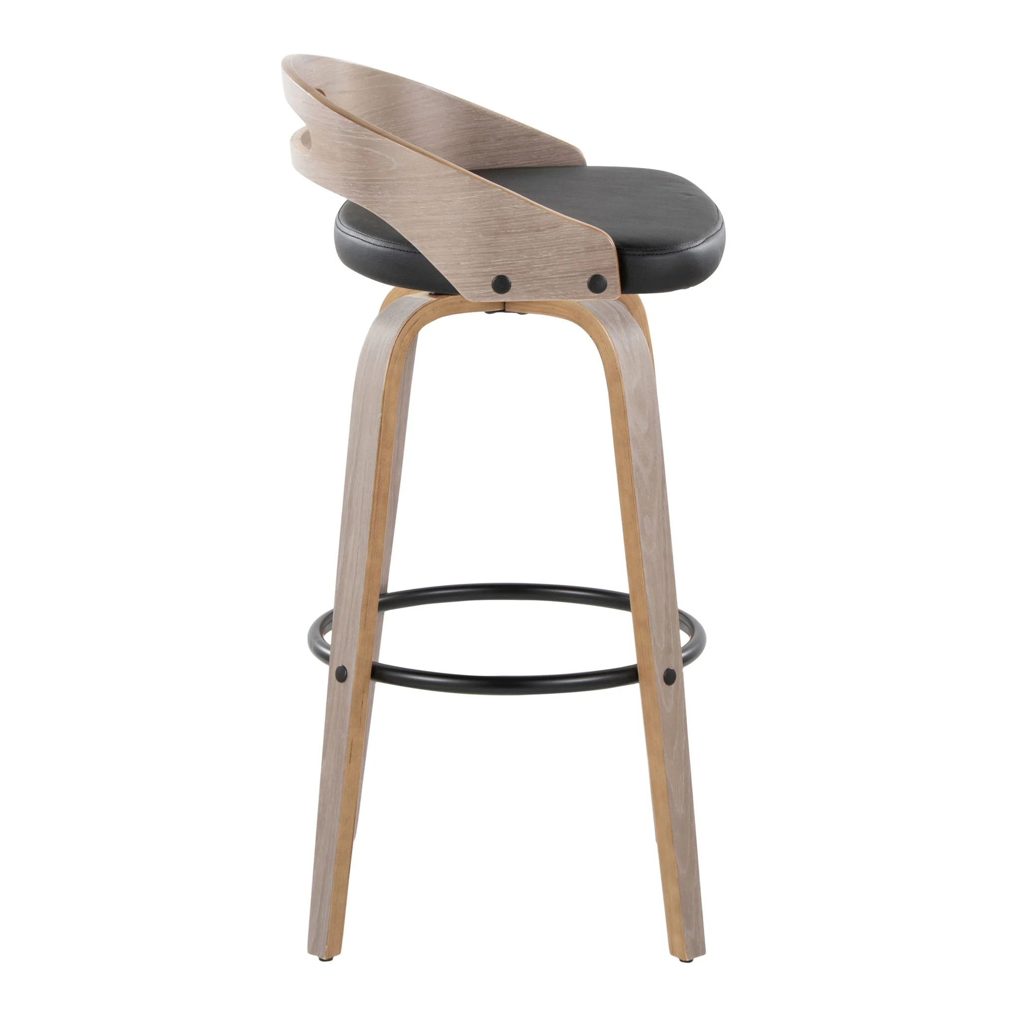 Cassis - Mid Century Modern Fixed Height Barstool With Swivel With Round Footrest (Set of 2) - Image 2