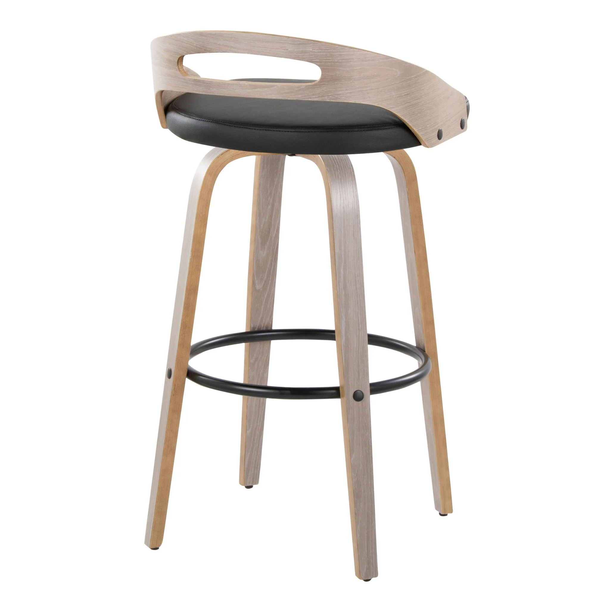 Cassis - Mid Century Modern Fixed Height Barstool With Swivel With Round Footrest (Set of 2) - Image 3