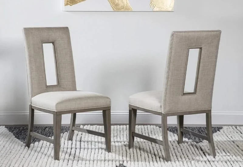 Castalia Slate Upholstered Side Chair with Golden Hour Accents - Image 3