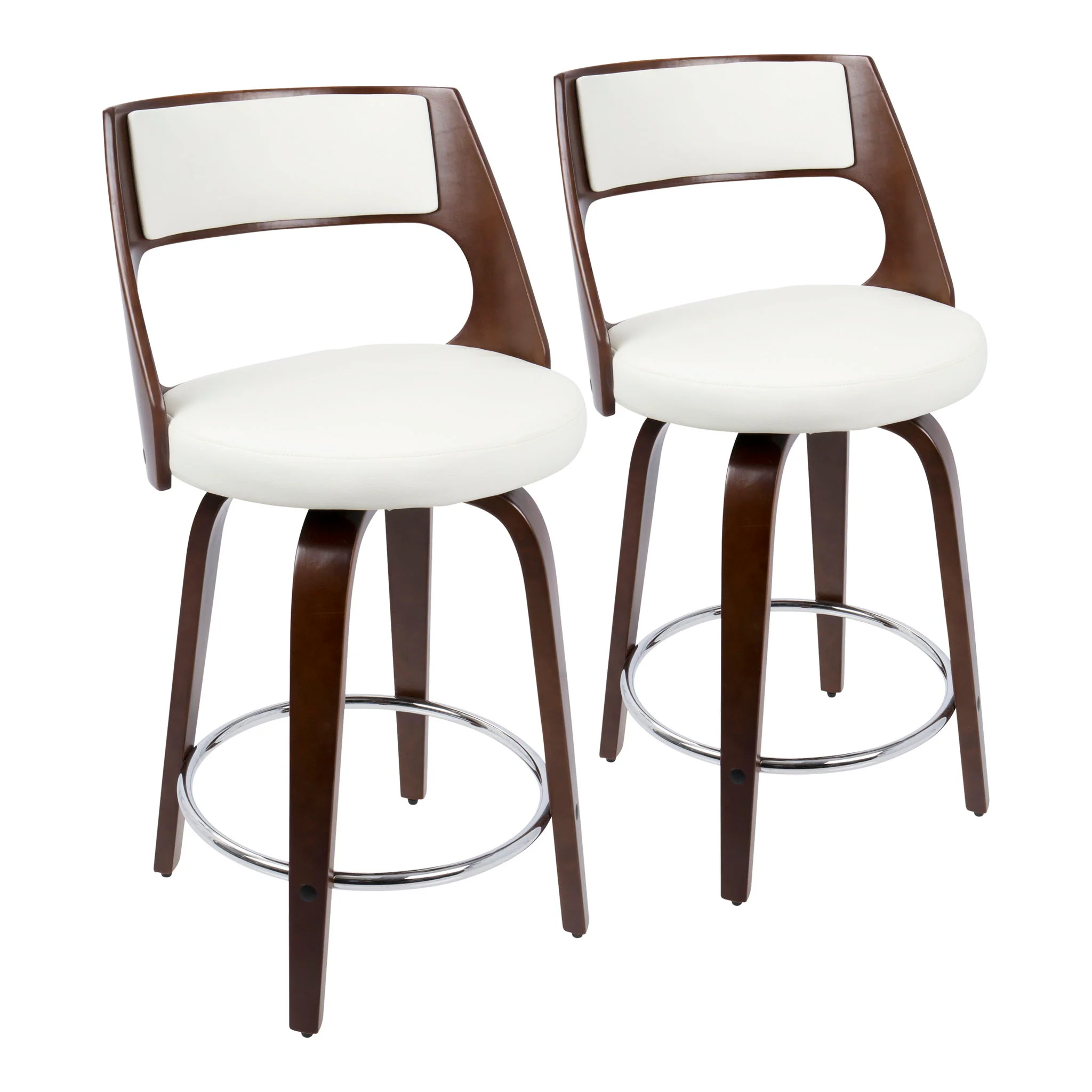 Cecina - Mid-Century Modern Fixed Height Counter Stool With Swivel And Round Footrest (Set of 2) - Image 4