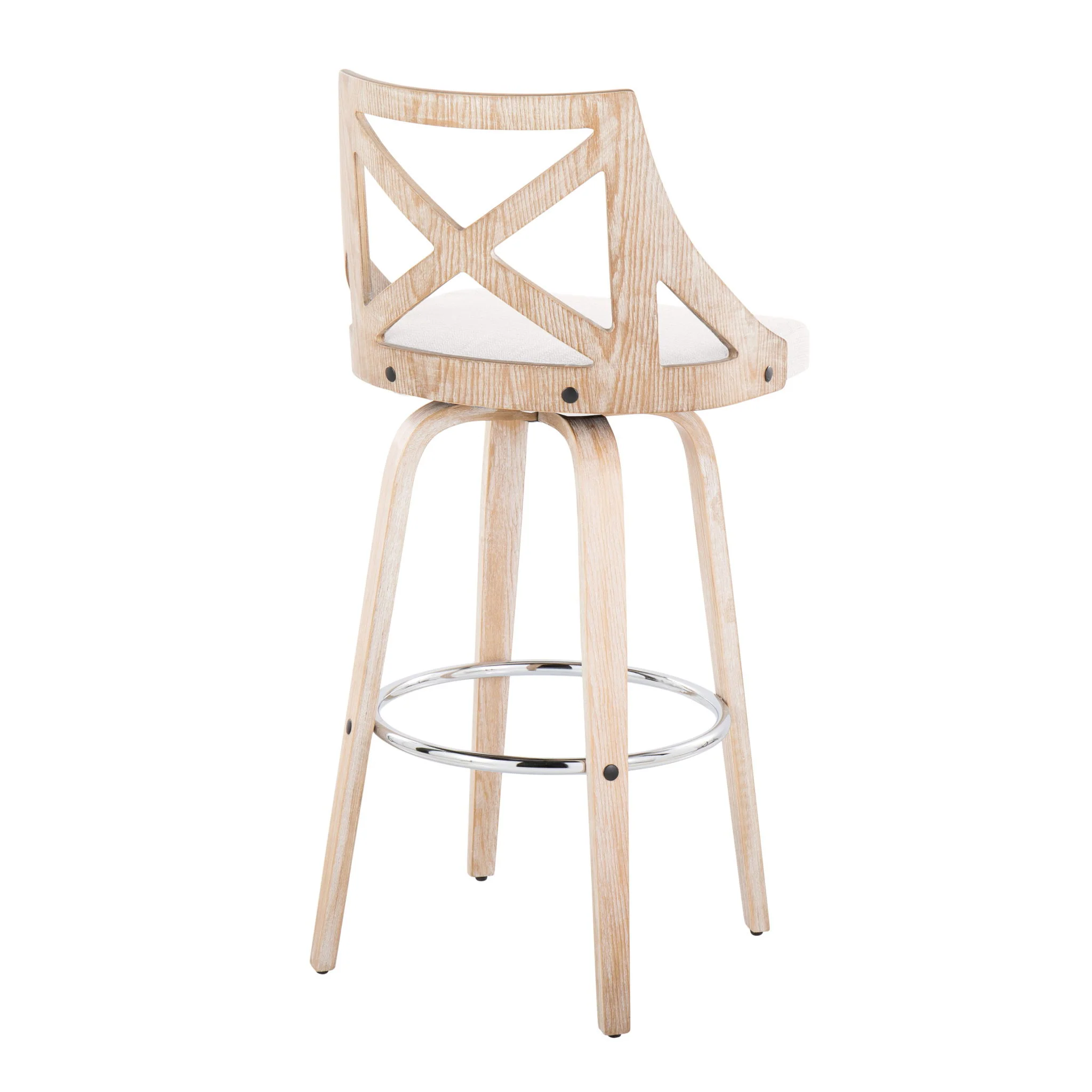 Charlotte - Farmhouse Fixed Height Bar Stool With Swivel And Round Footrest (Set of 2) - Image 4