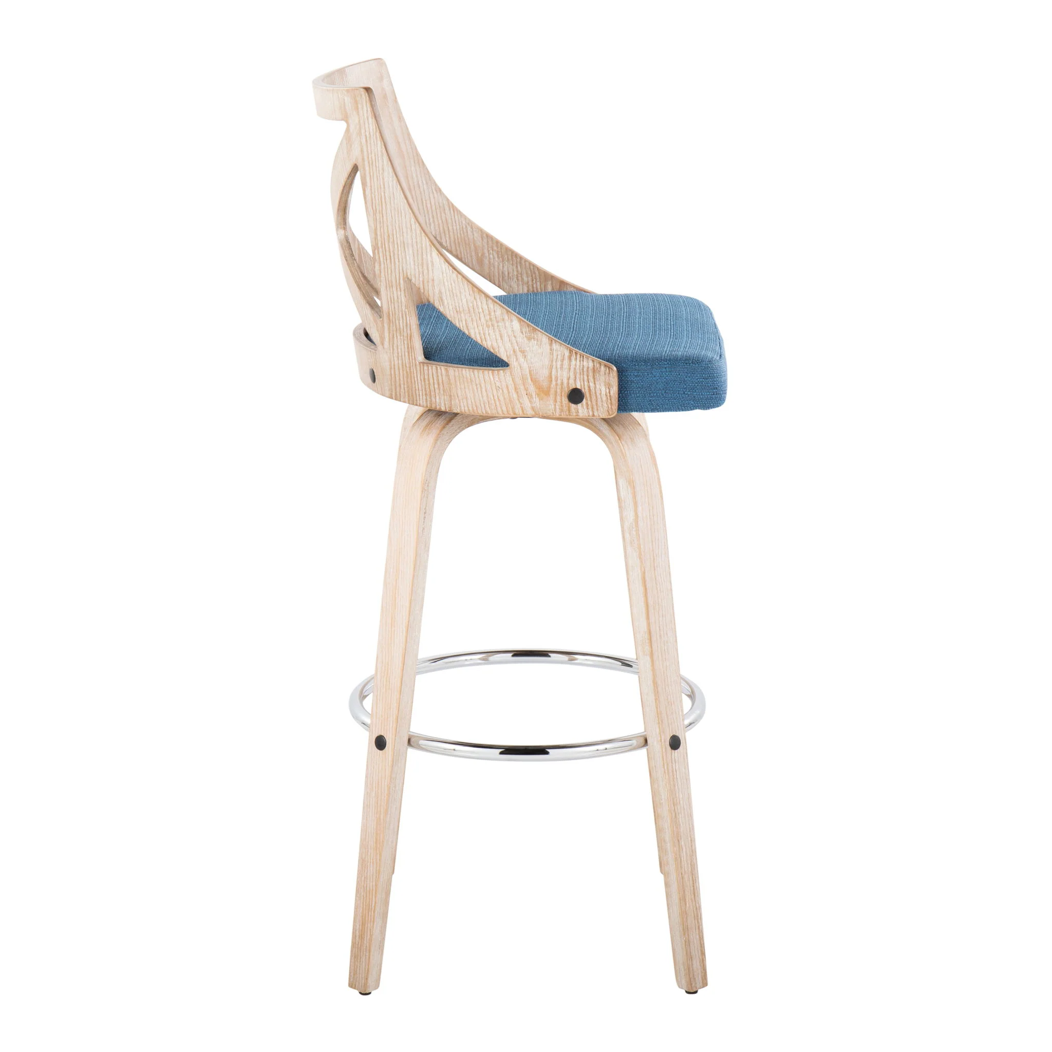 Charlotte - Farmhouse Fixed Height Bar Stool With Swivel And Round Footrest (Set of 2) - Image 5