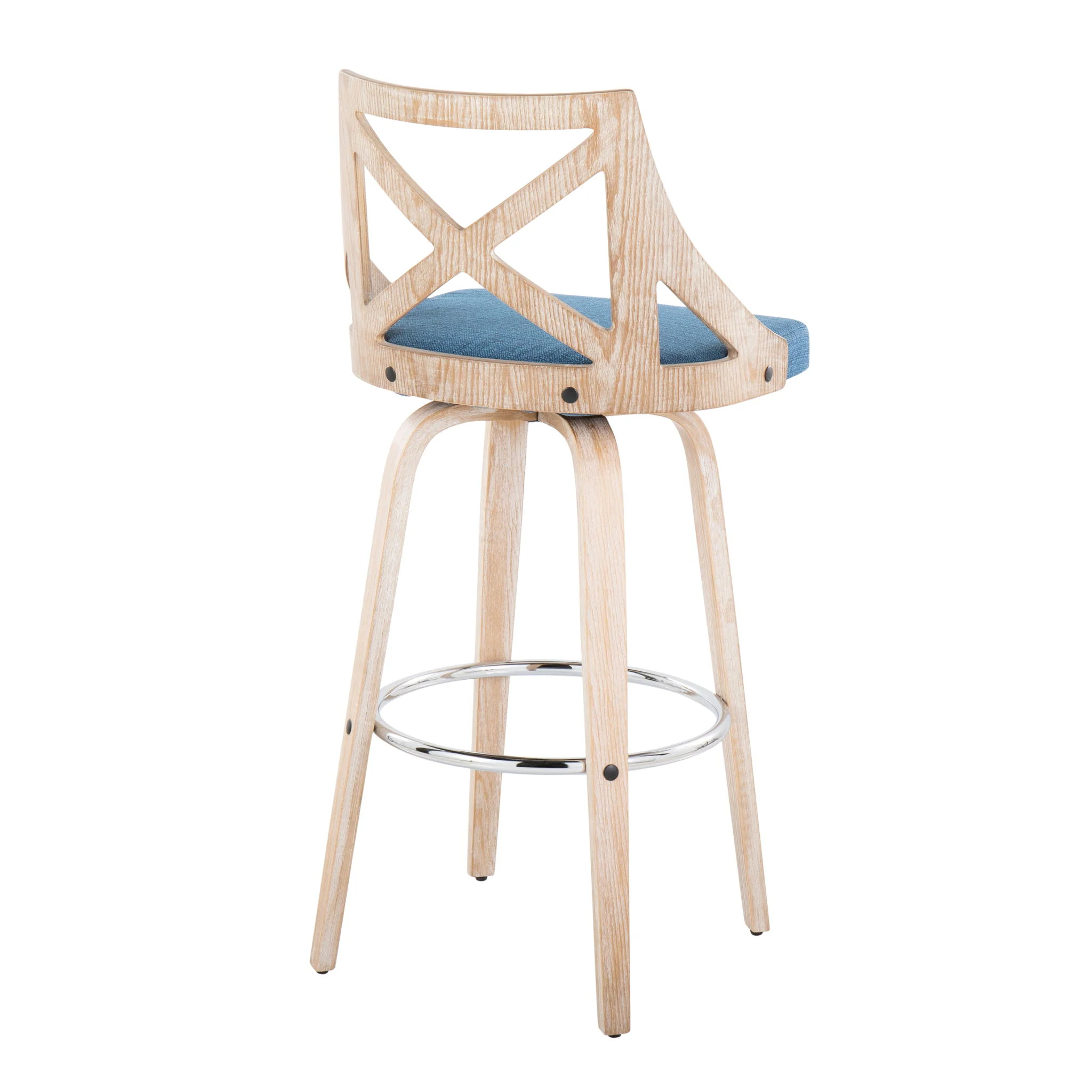 Charlotte - Farmhouse Fixed Height Bar Stool With Swivel And Round Footrest (Set of 2) - Image 6
