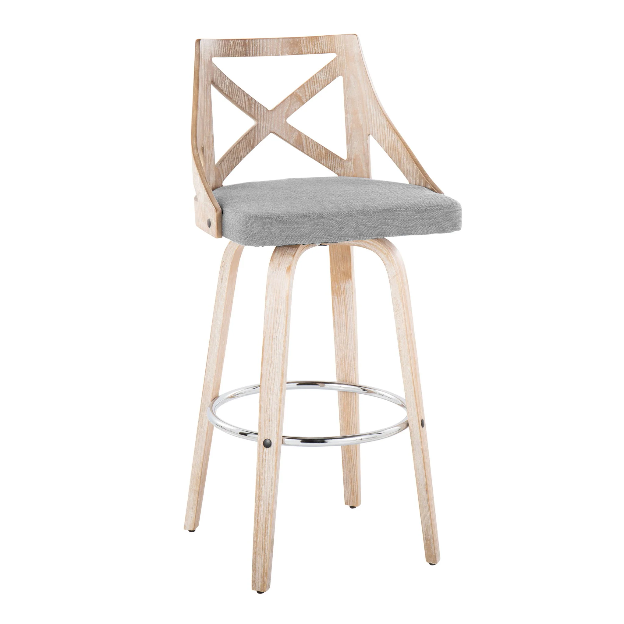 Charlotte - Farmhouse Fixed Height Bar Stool With Swivel And Round Footrest (Set of 2) - Image 7