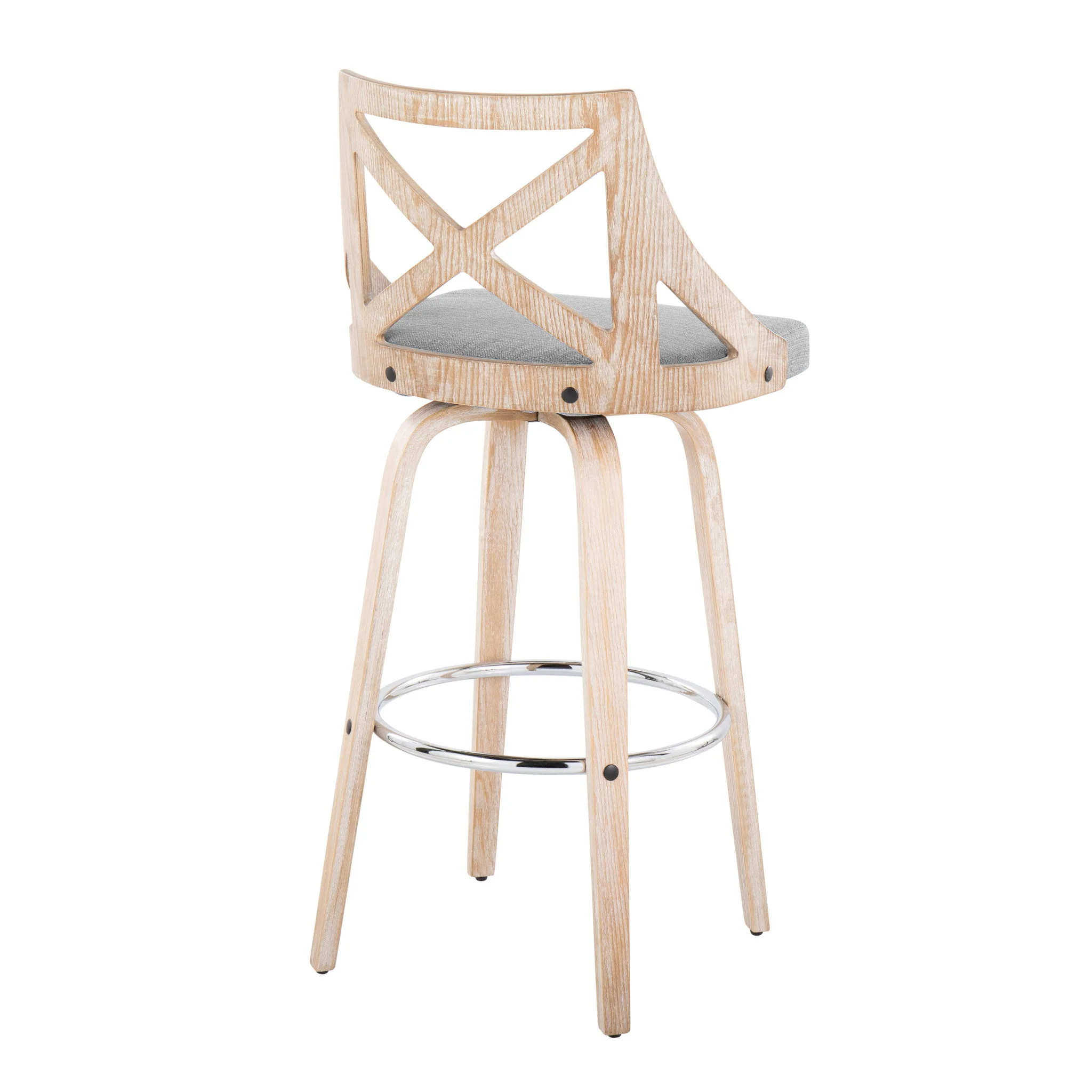 Charlotte - Farmhouse Fixed Height Bar Stool With Swivel And Round Footrest (Set of 2) - Image 8