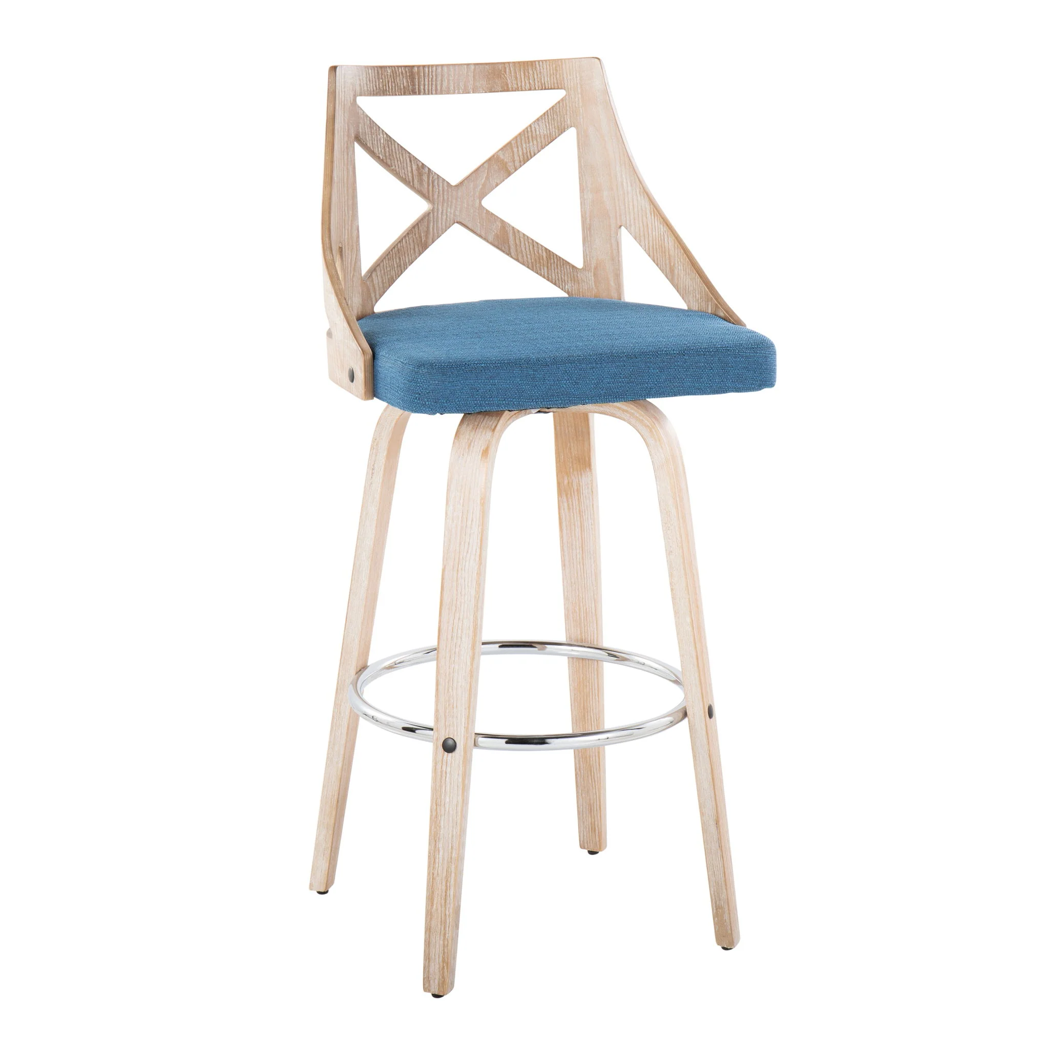 Charlotte - Farmhouse Fixed Height Bar Stool With Swivel And Round Footrest (Set of 2) - Image 9