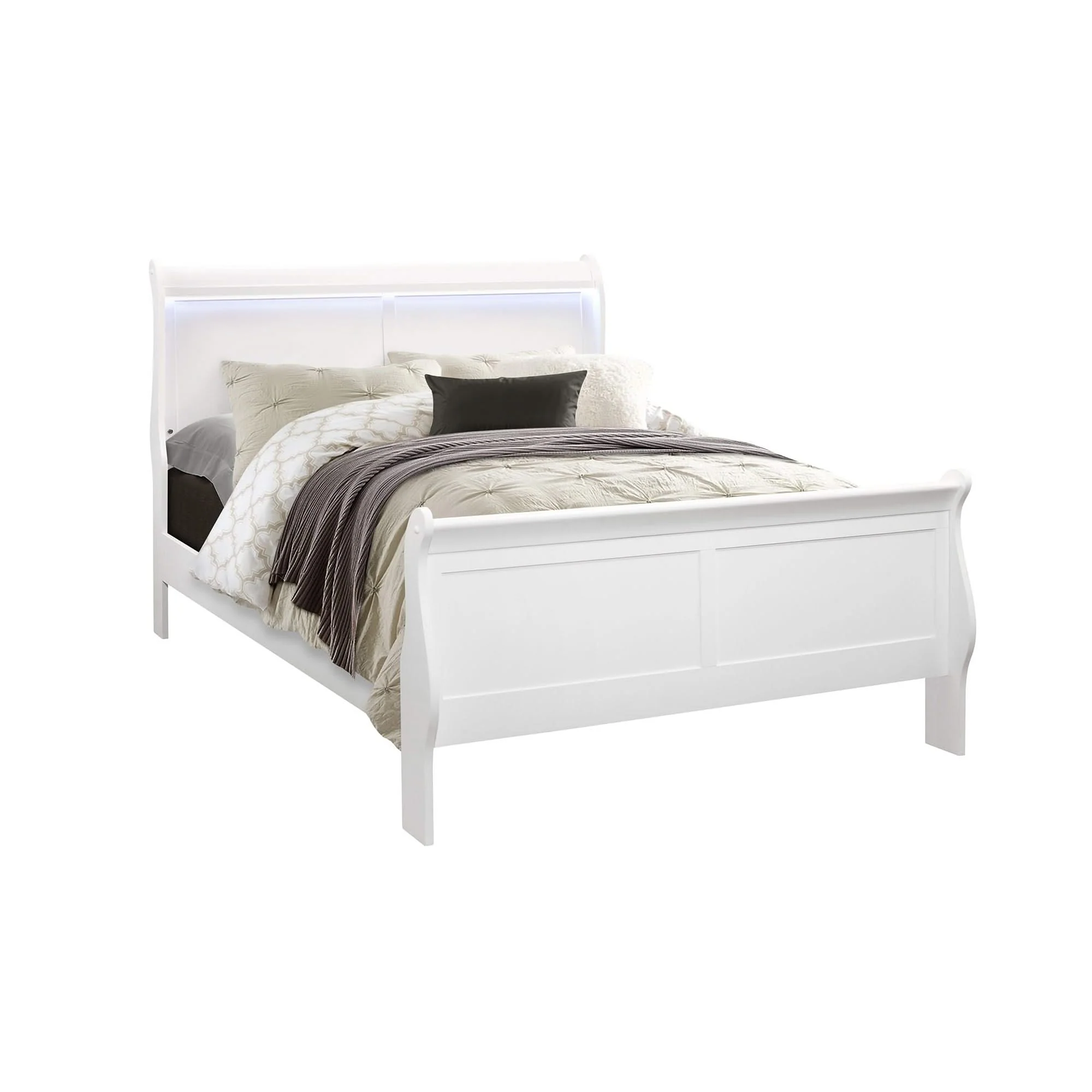 Charlston - Modern Sleigh Design Bed With LED - Image 3