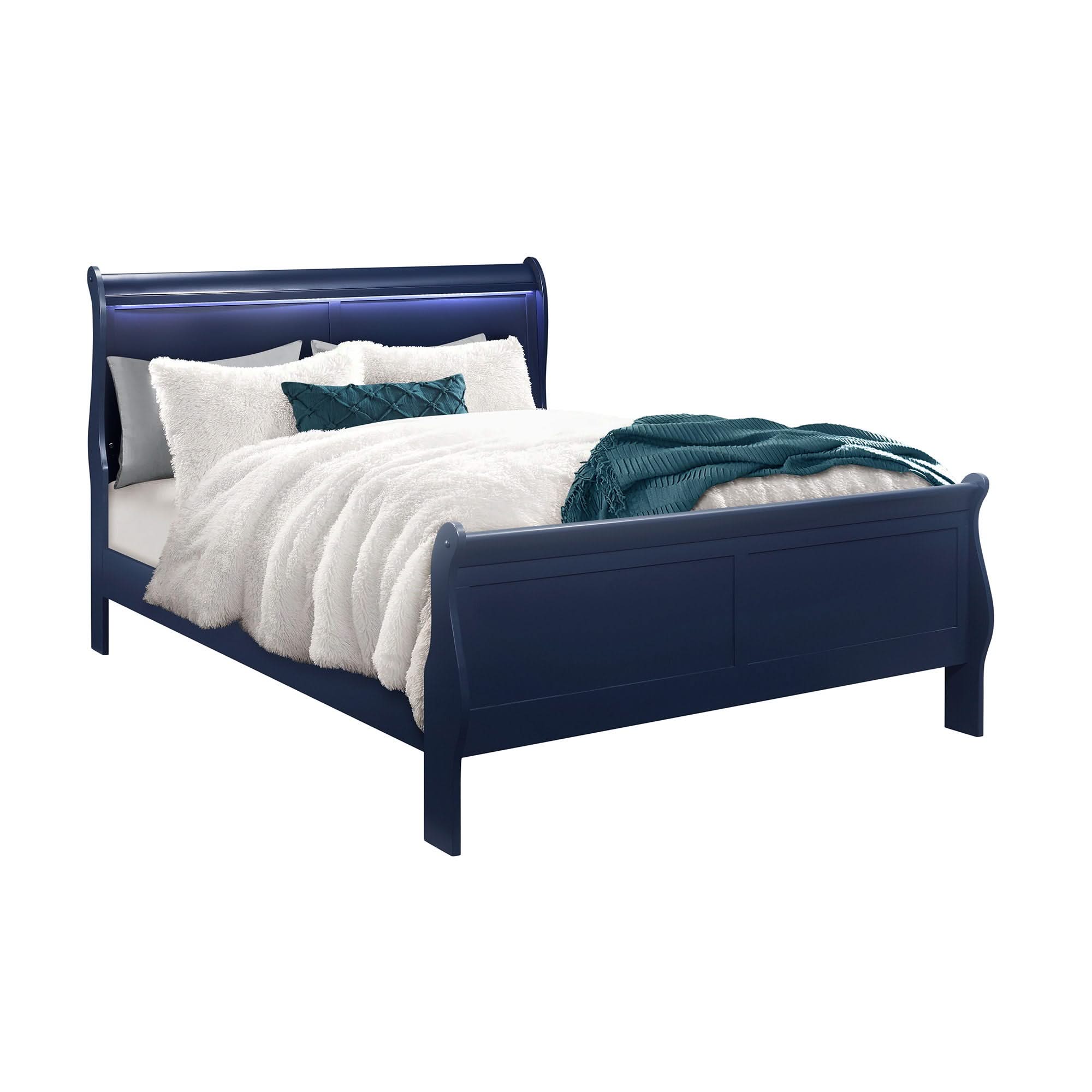 Charlston - Modern Sleigh Design Bed With LED - Image 4