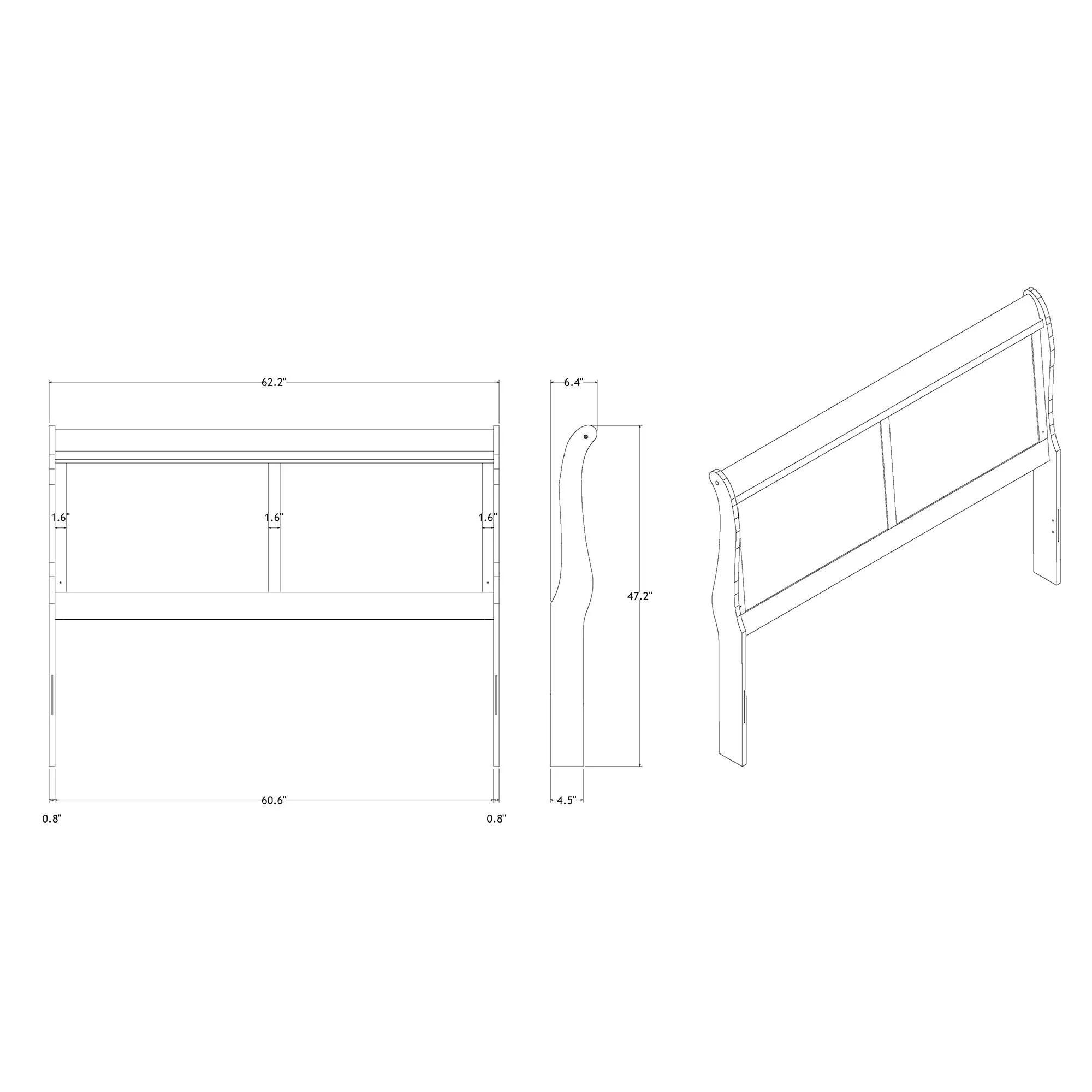 Charlston - Modern Sleigh Design Bed With LED - Image 6