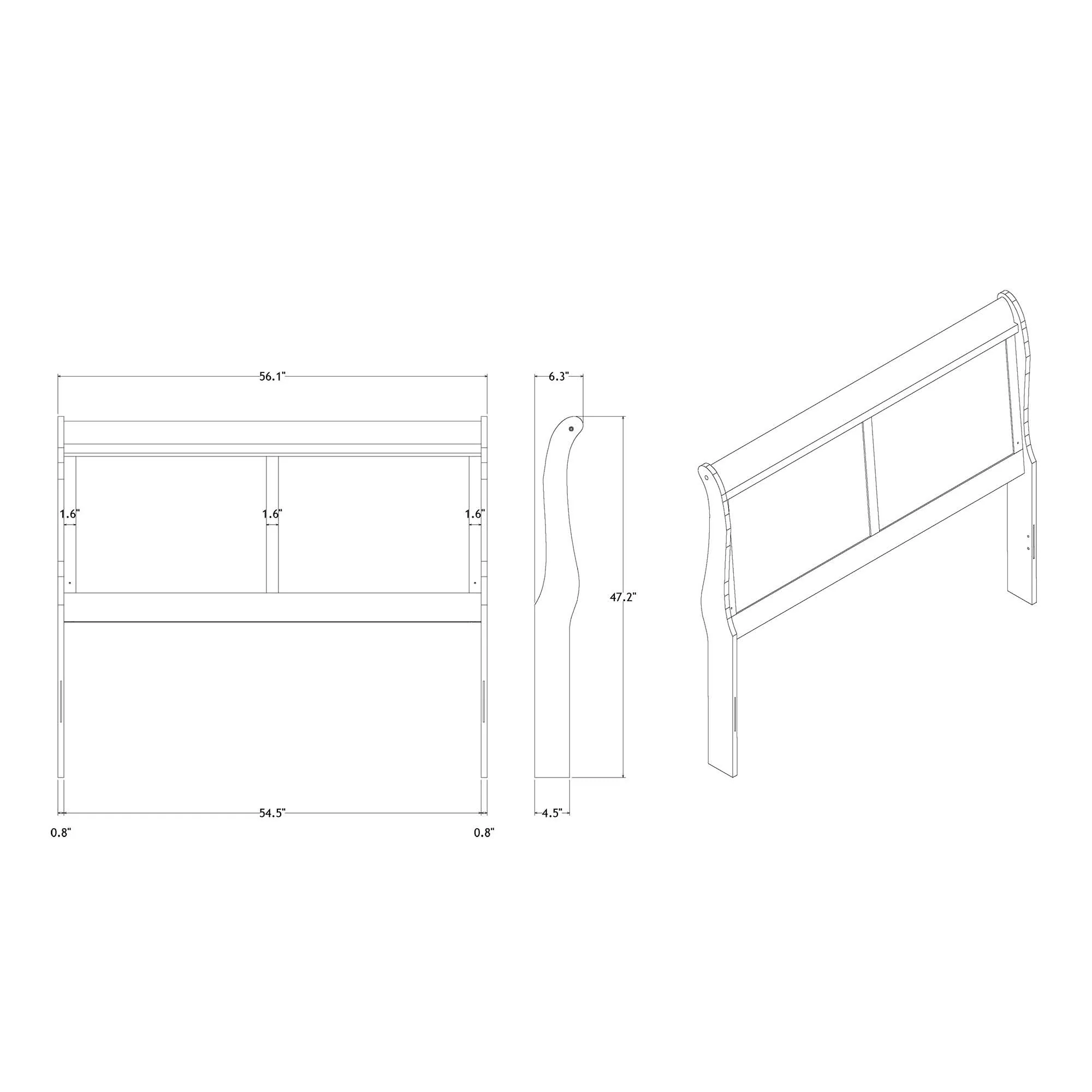 Charlston - Modern Sleigh Design Bed With LED - Image 8