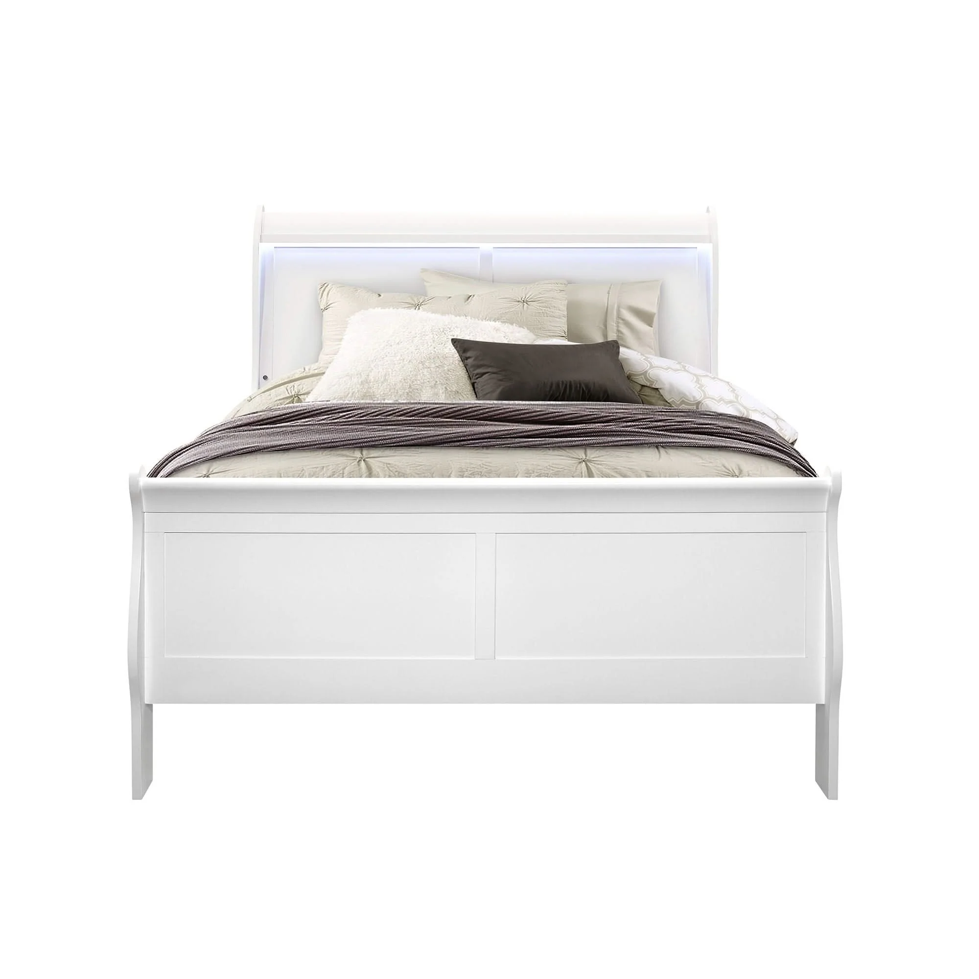 Charlston - Modern Sleigh Design Bed With LED - Image 9