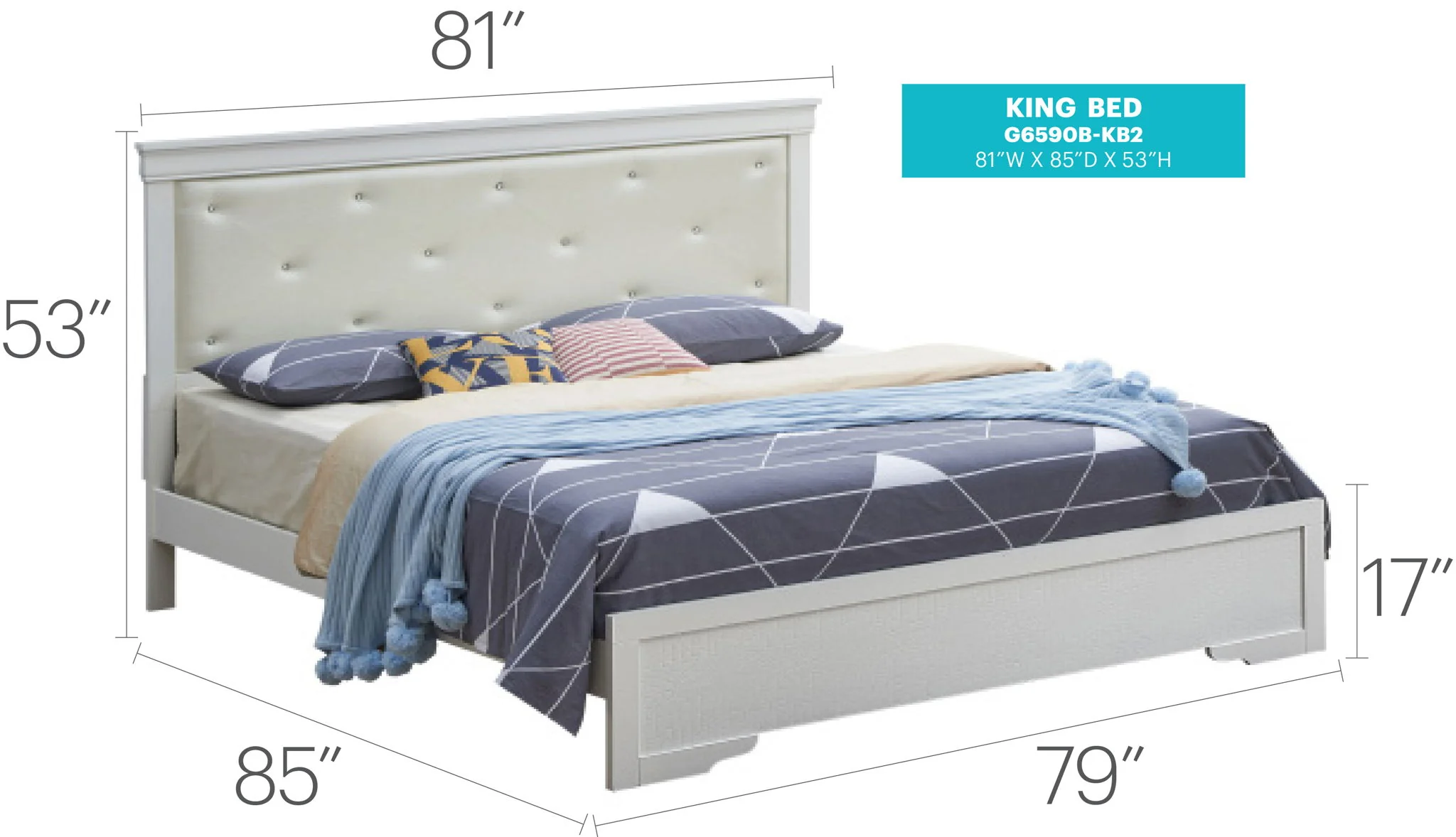 Chic Elegantly Designed Transitional Bed - Image 7