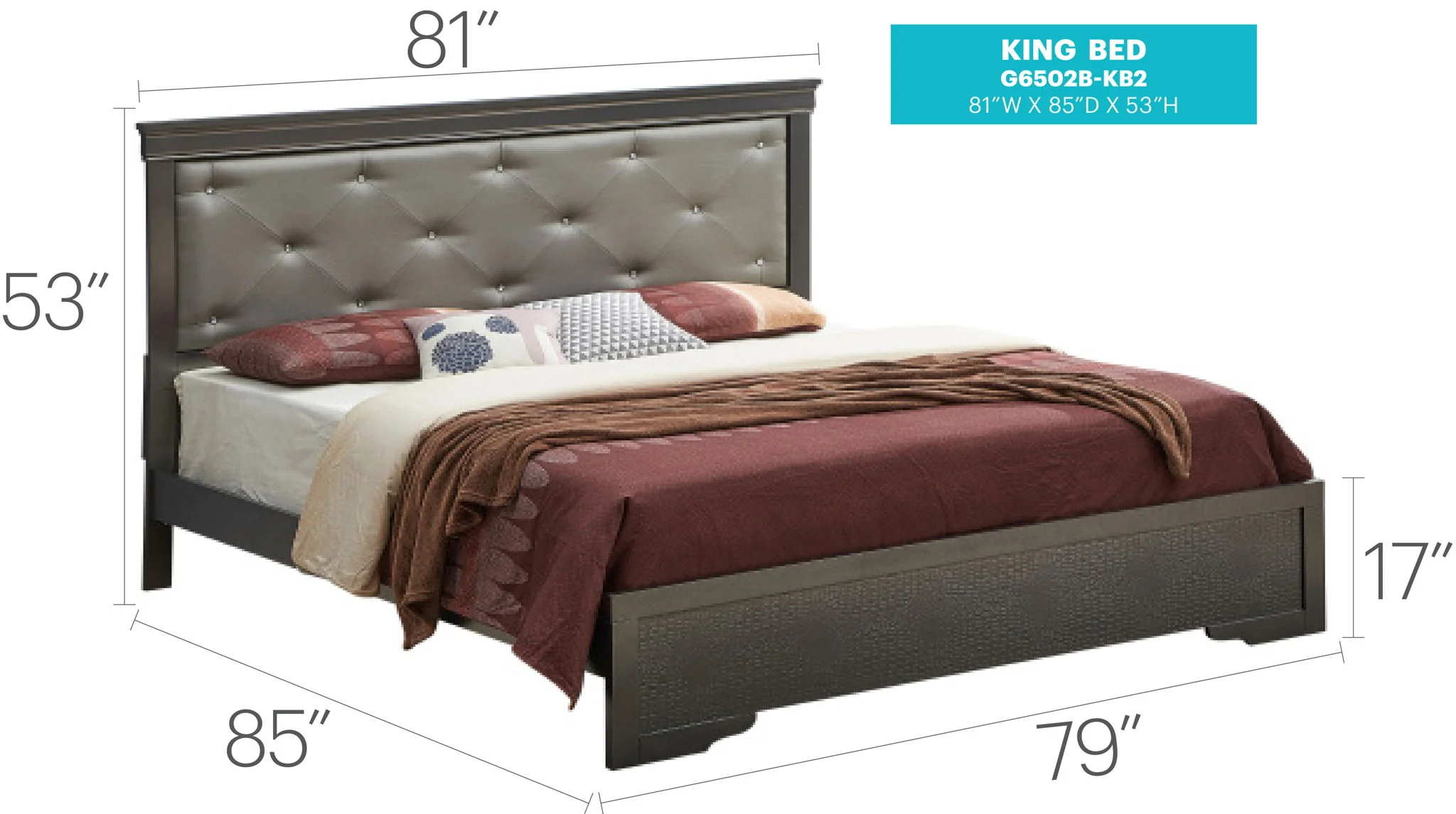 Chic Elegantly Designed Transitional Bed - Image 9