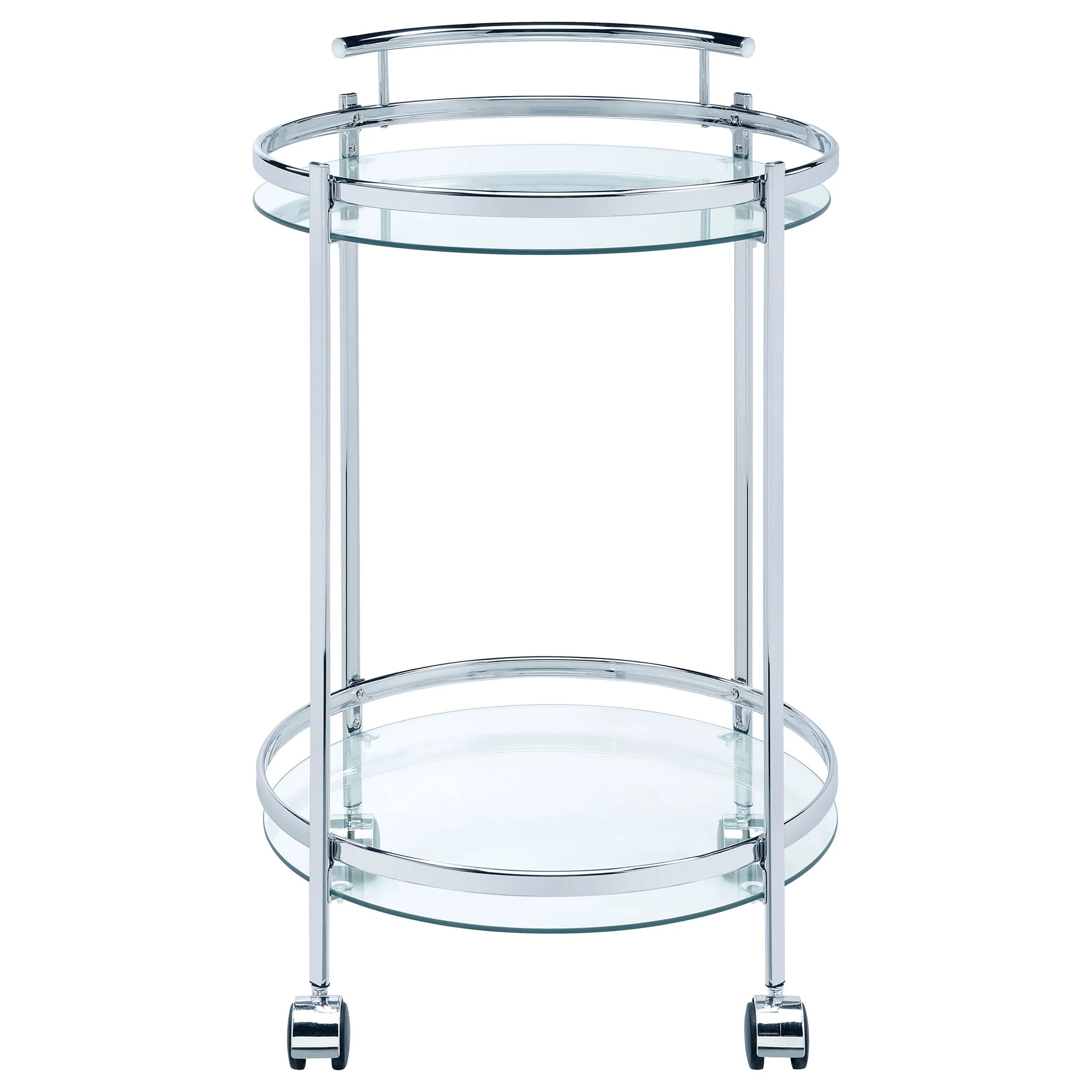 Chrissy Round Glass Shelf Metal Bar Cart Chrome - Image 3