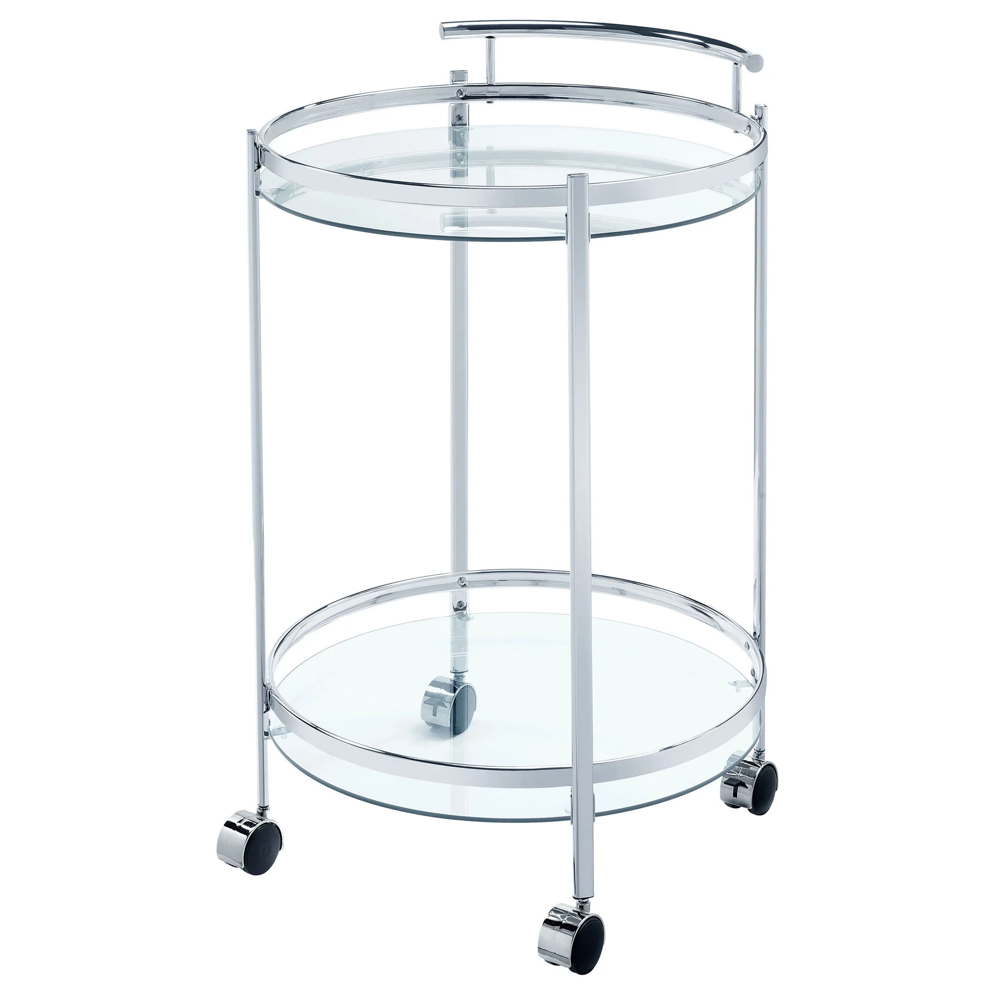 Chrissy Round Glass Shelf Metal Bar Cart Chrome - Image 4