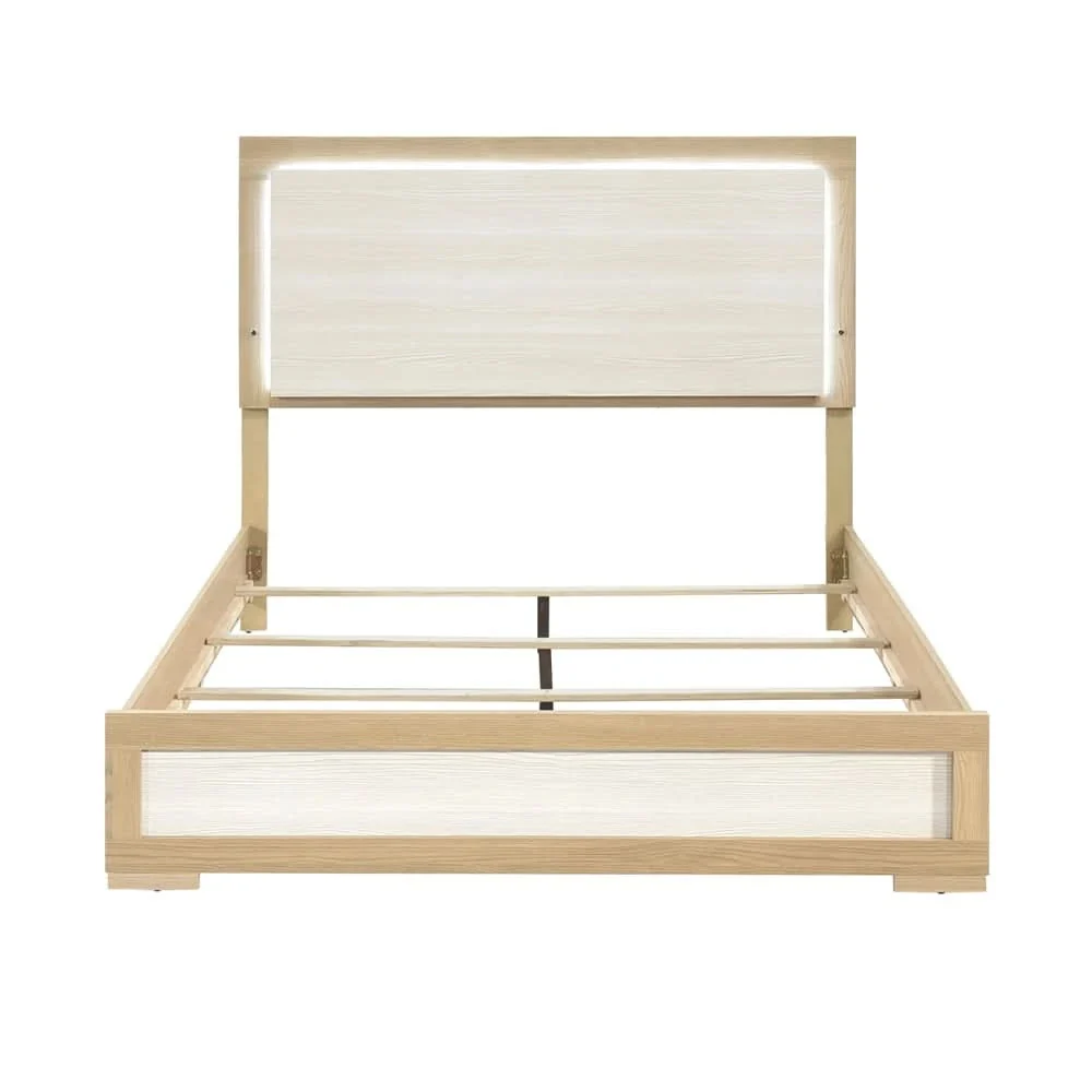 City Avenue Two-Tone Contemporary 5-Piece Bedroom Set with Natural Wood Grain Finish (Queen/King) - Image 5