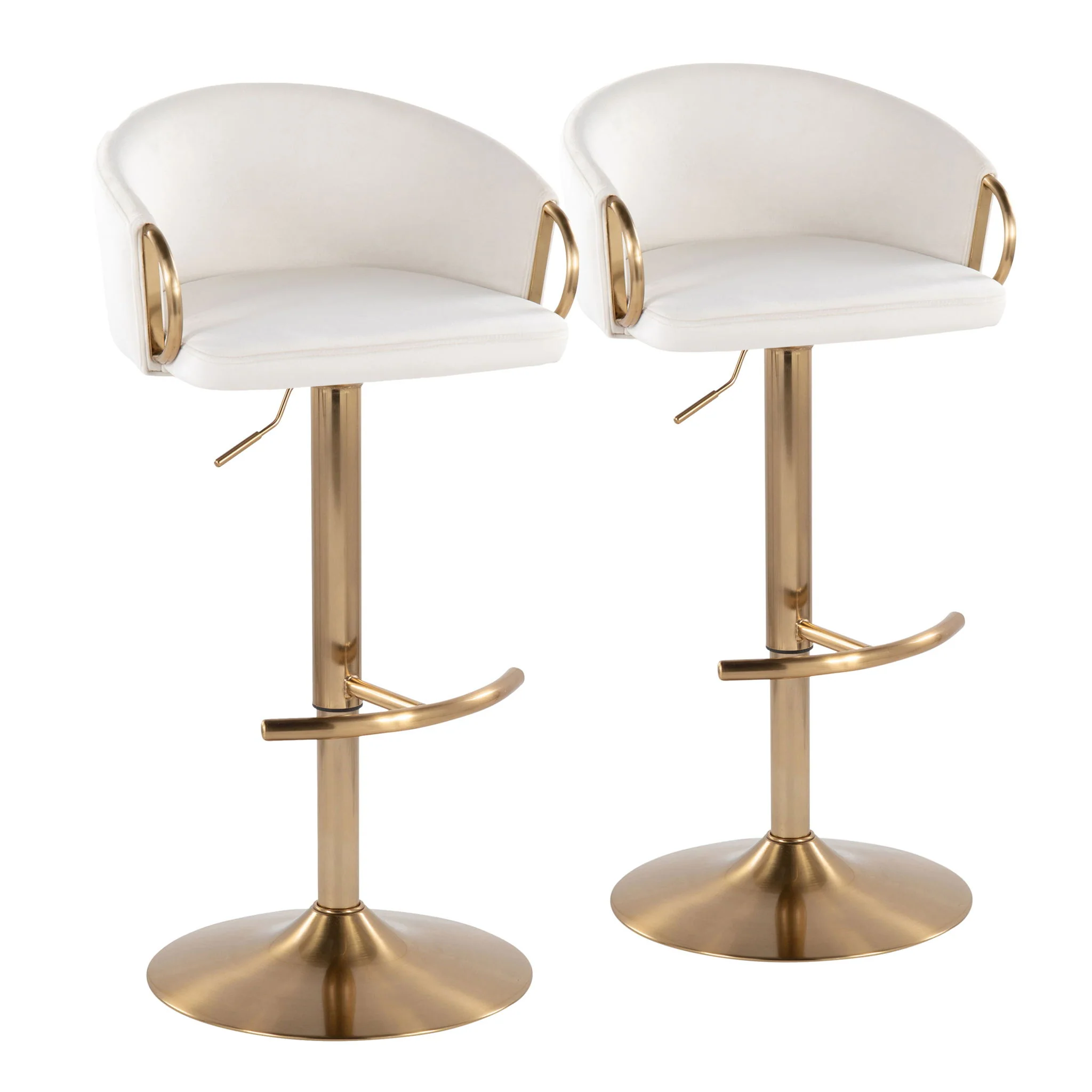 Claire - Contemporary / Glam Adjustable Bar Stool (Set of 2) - Image 2