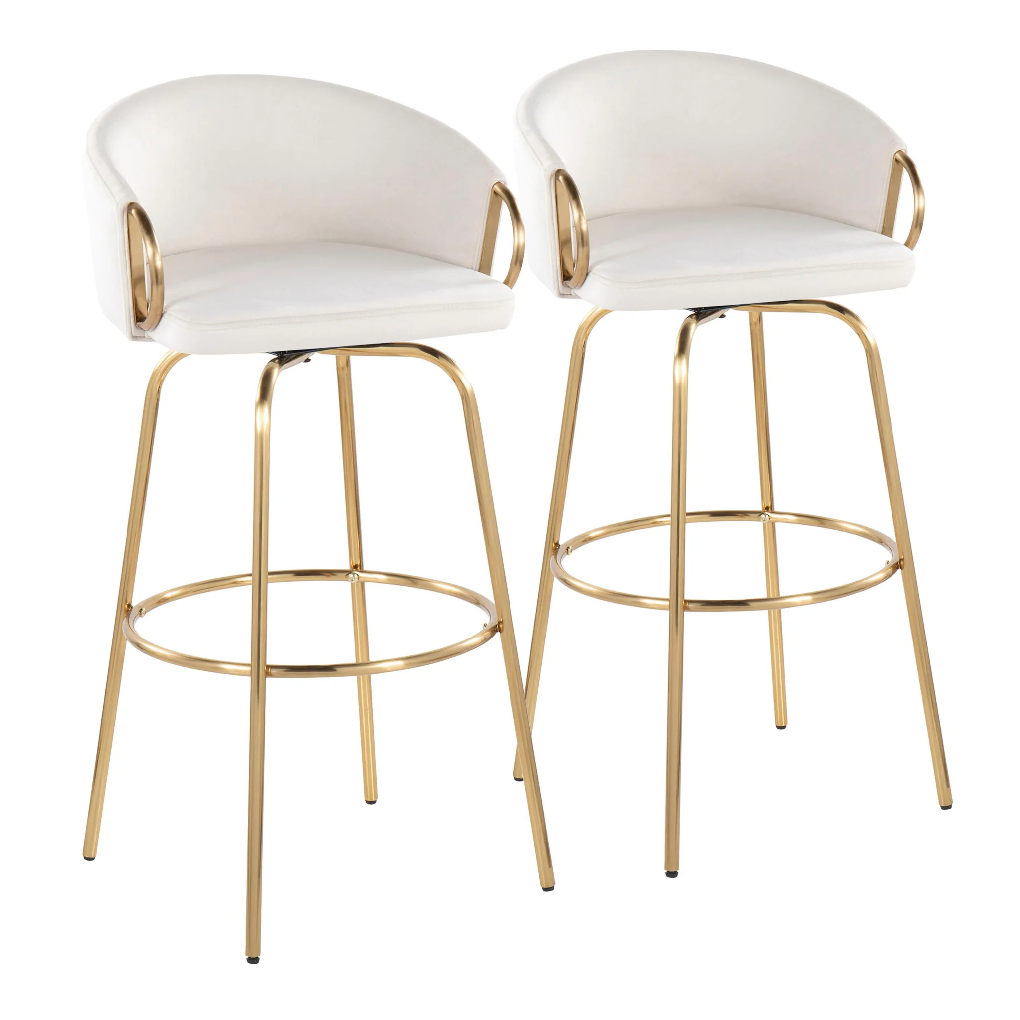 Claire - Contemporary / Glam Fixed Height Bar Stool (Set of 2) Round Footrest (Set of 2) - Image 3