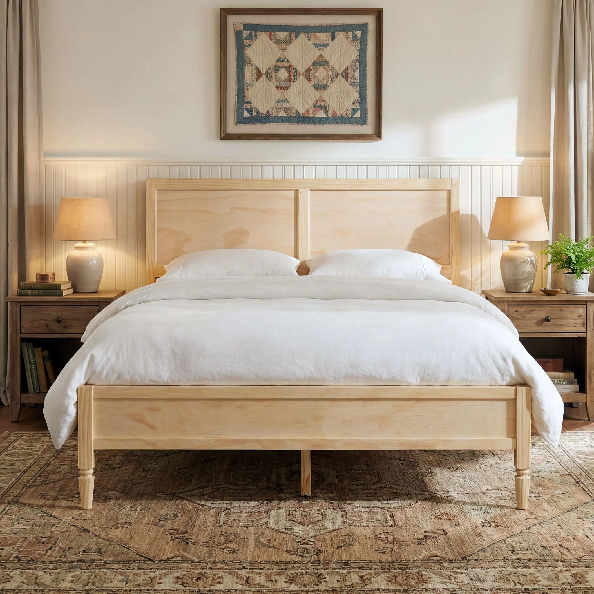 Classic Platform Bed Frame With Panel Headboard - Image 11