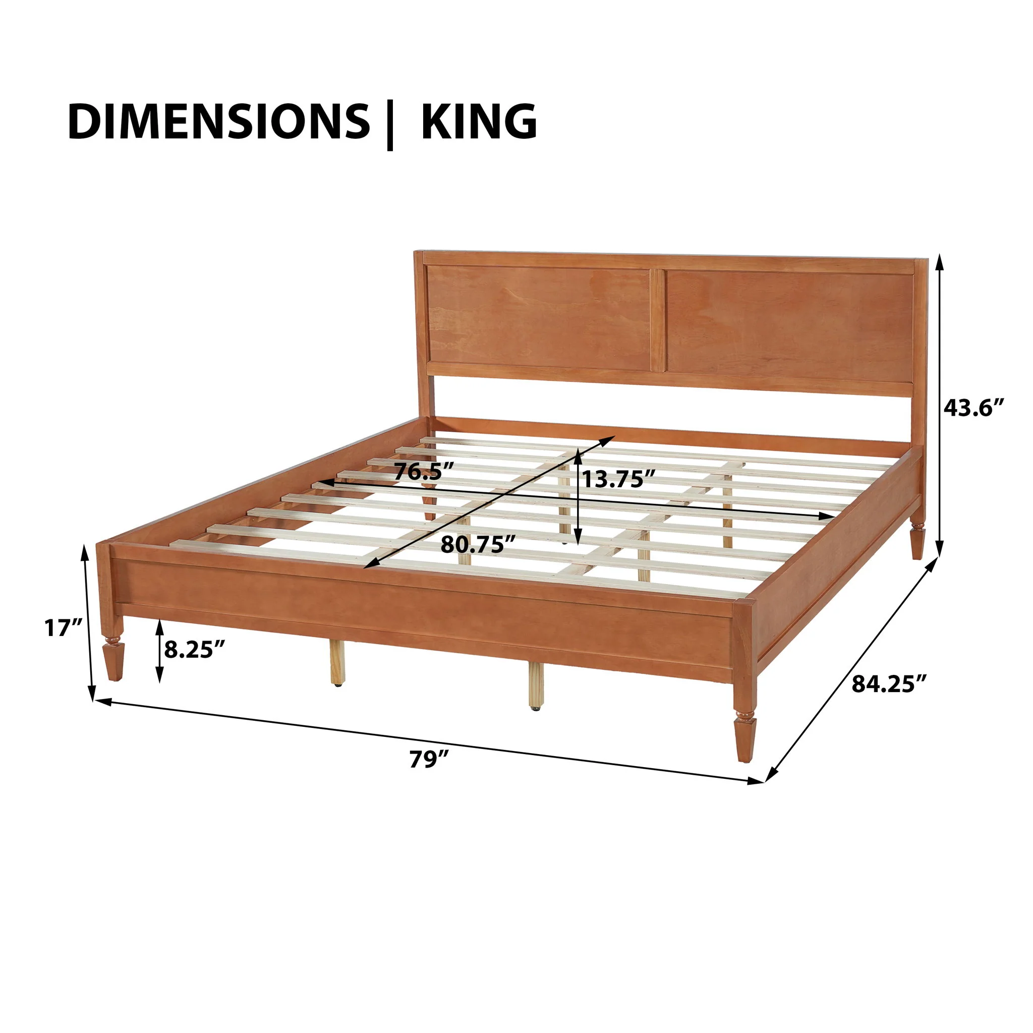 Classic Platform Bed Frame With Panel Headboard - Image 12