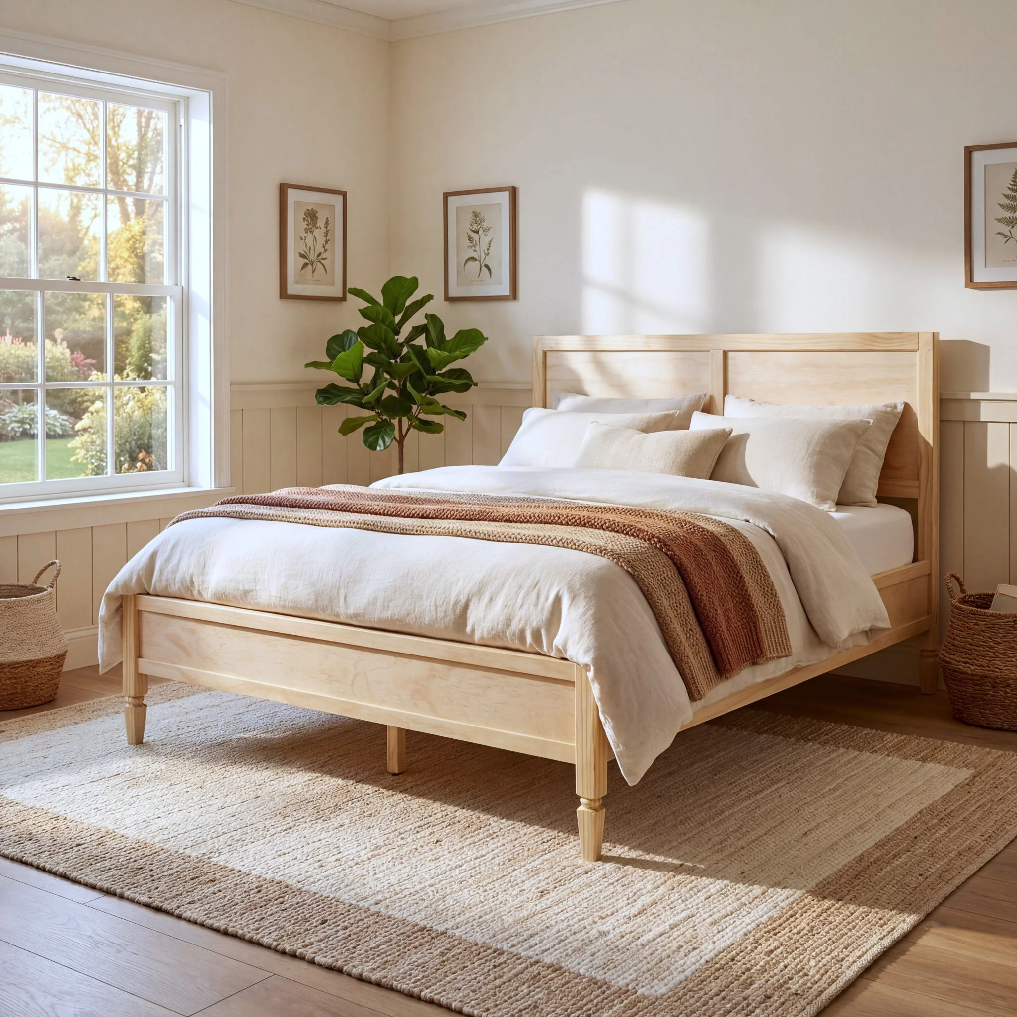 Classic Platform Bed Frame With Panel Headboard - Image 13