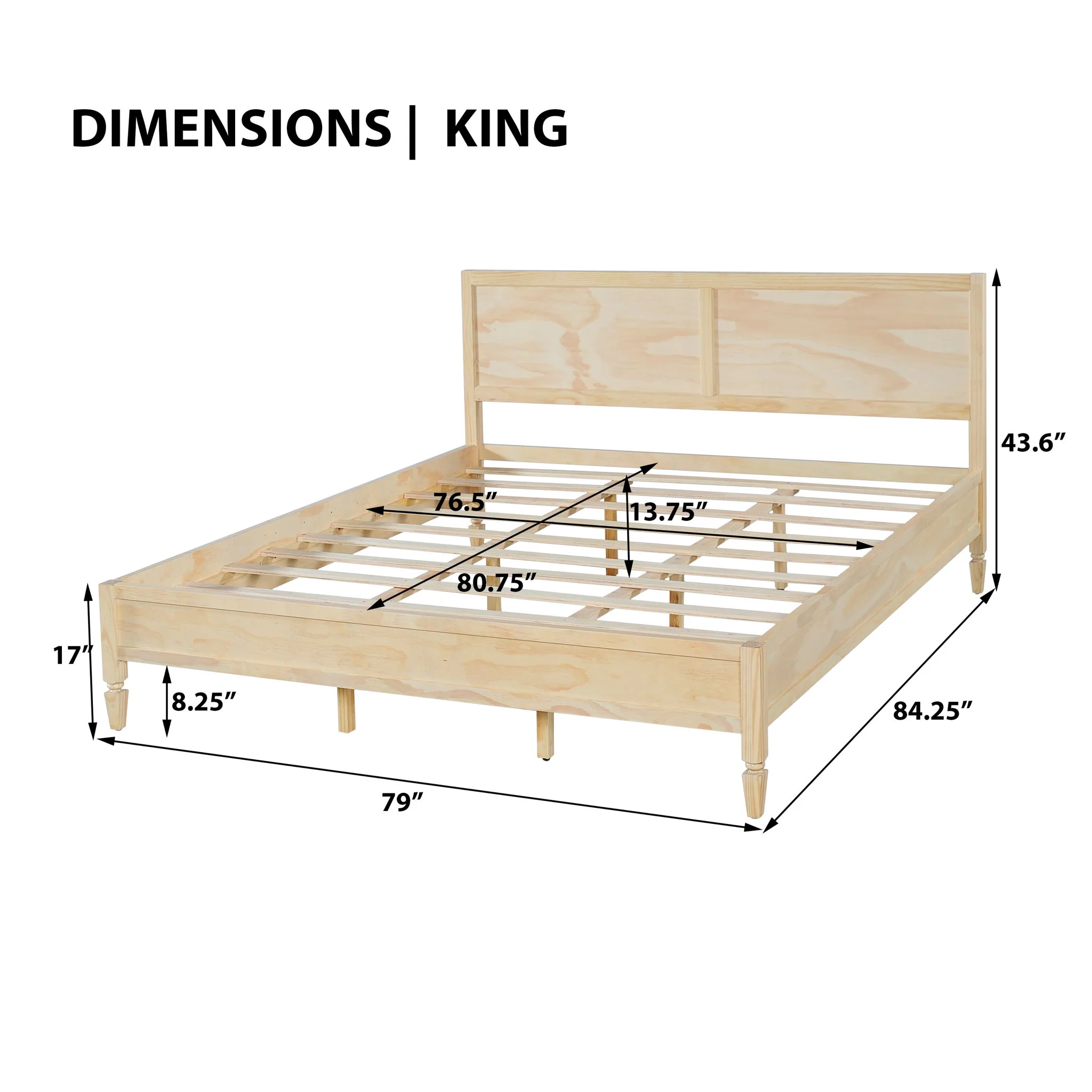 Classic Platform Bed Frame With Panel Headboard - Image 14